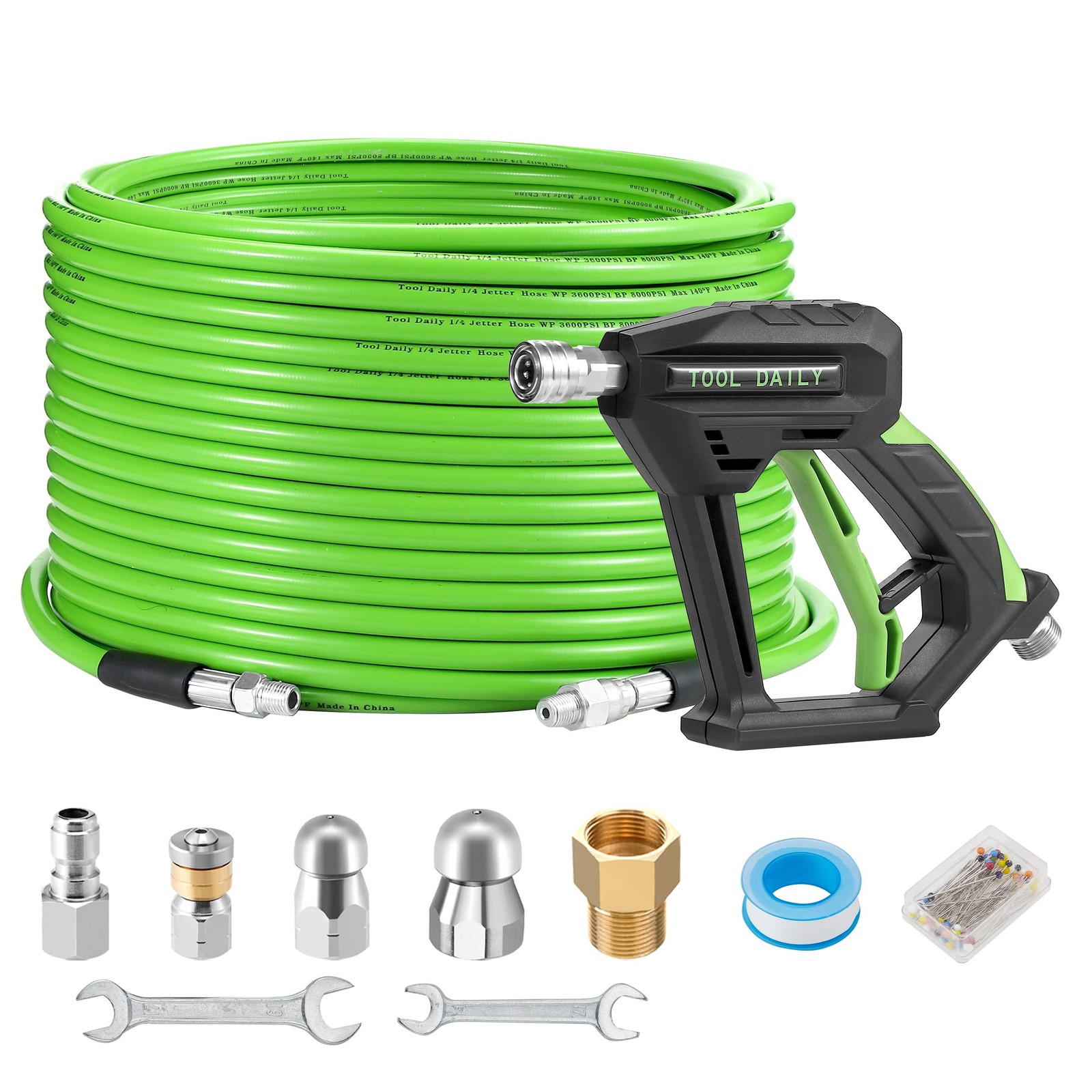 Sewer Jetter Kit for Pressure Washer 100 FT, Short Power Washer Gun, Drain Cl…