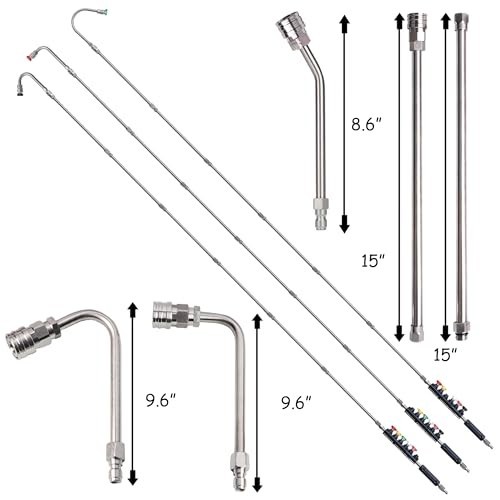 9 Pack Pressure Washer Extension Wand with 6 Nozzle Tips & Curved Rod, 4000 PSI