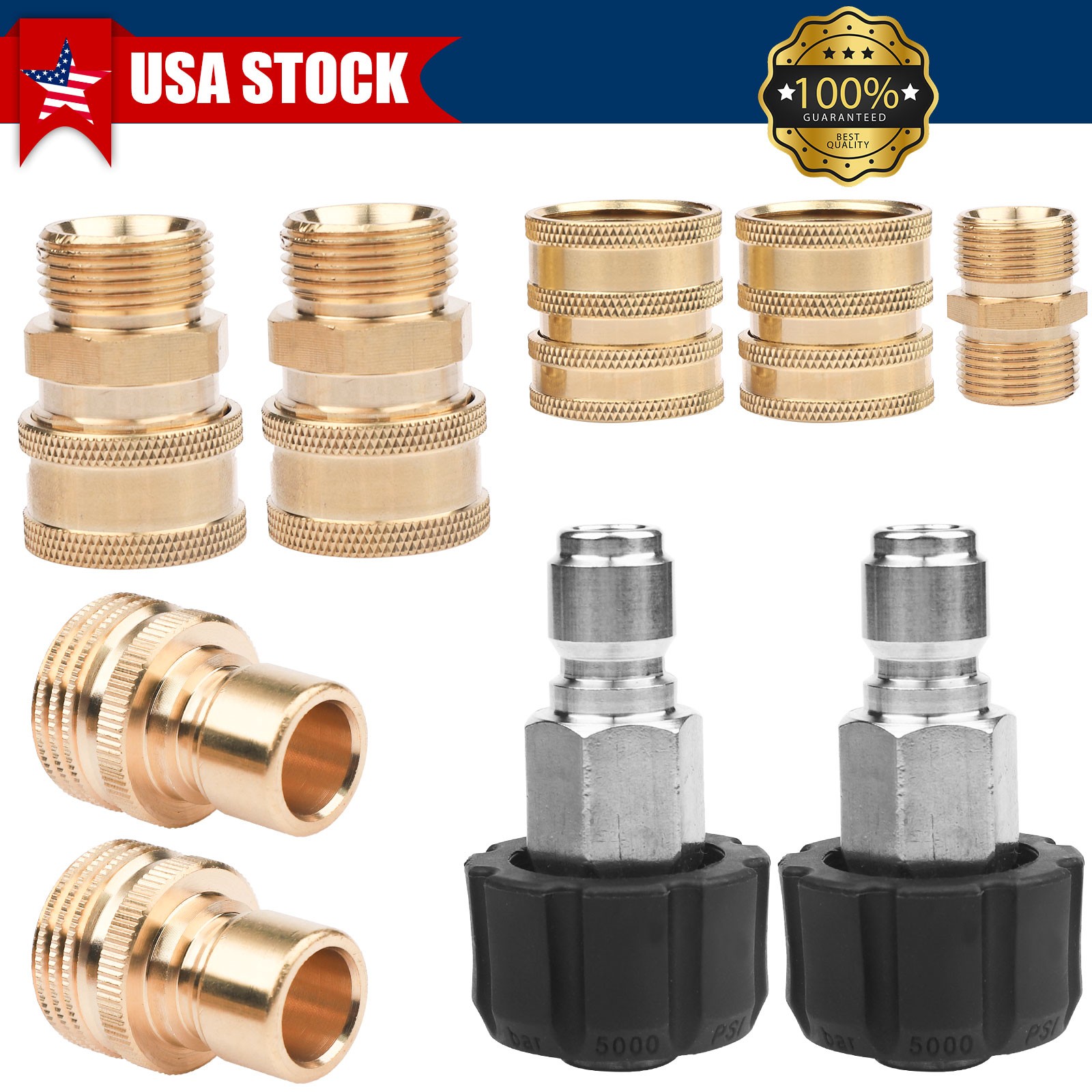 9PCS Quick Disconnect Pressure Washer Adapter Set for Gun & Hose Connection