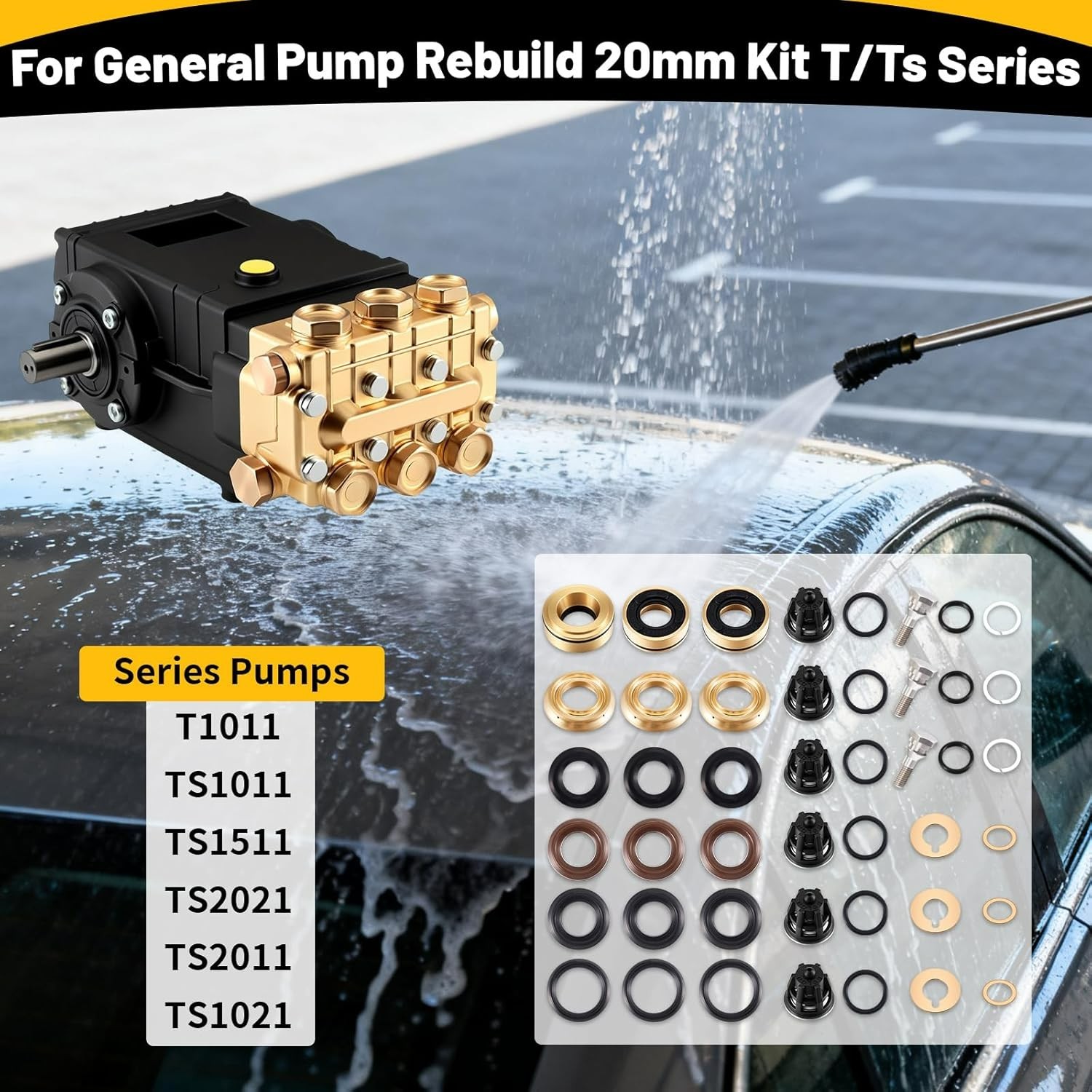 Rebuild 20mm Kit Pressure Washer Pump Rebuild Kit Compatible with General Pump