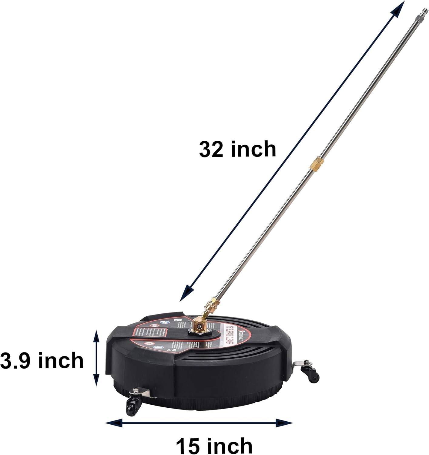 15 Inch Pressure Washer Surface Cleaner – 3600 PSI with 3 Wheels & Wands
