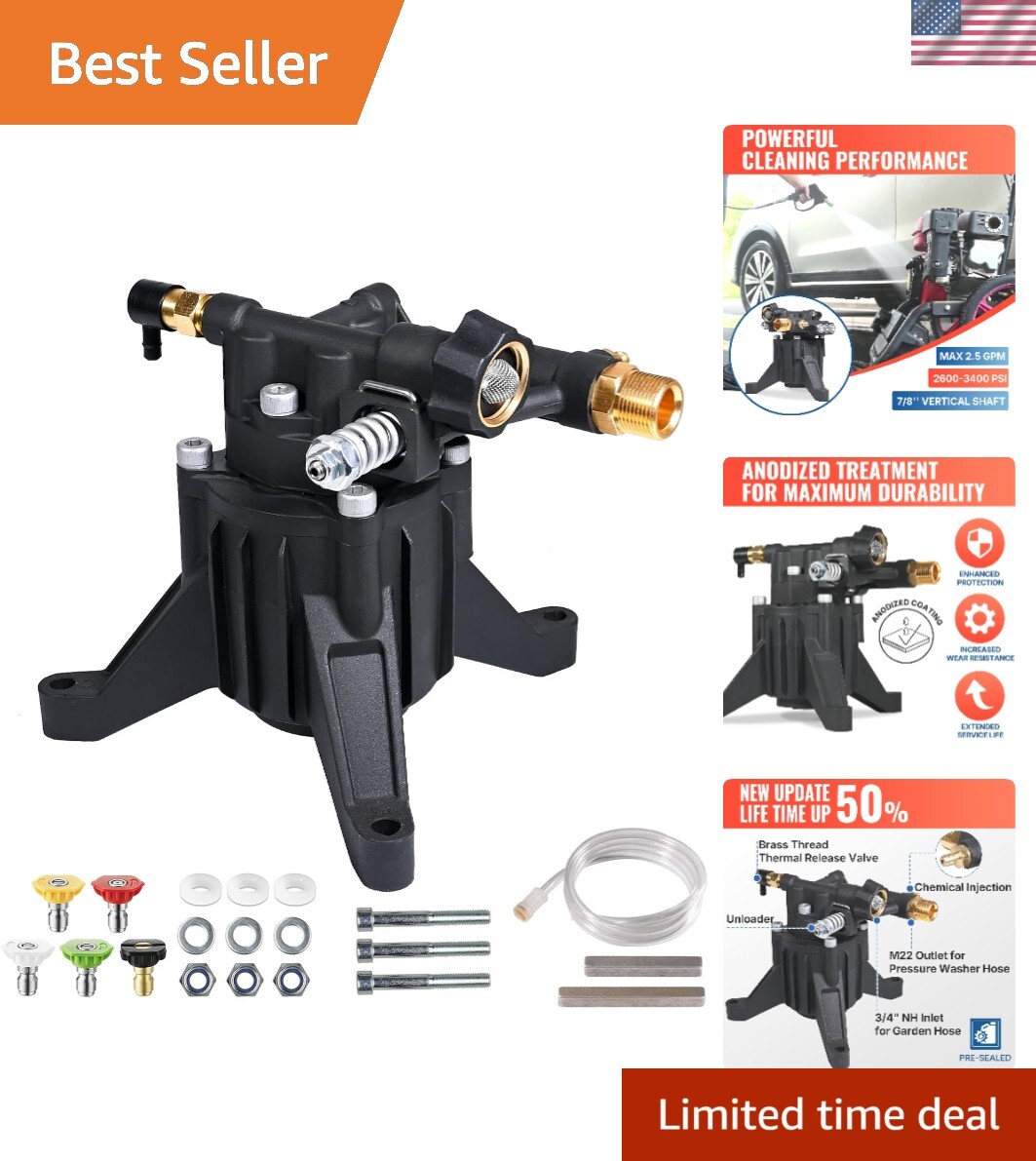Upgrade to 3400 PSI Vertical Pressure Washer Pump – Fits Ryobi, Honda, Craftsman