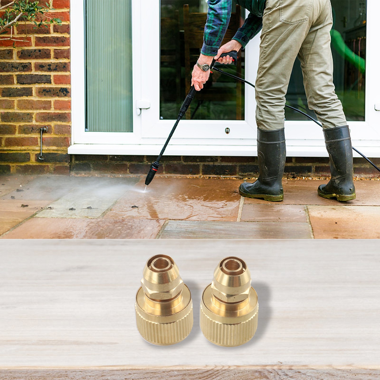 Expandable Hose Repair Adaptor 2 Pack Brass Connectors for 3/8 Inch Hoses