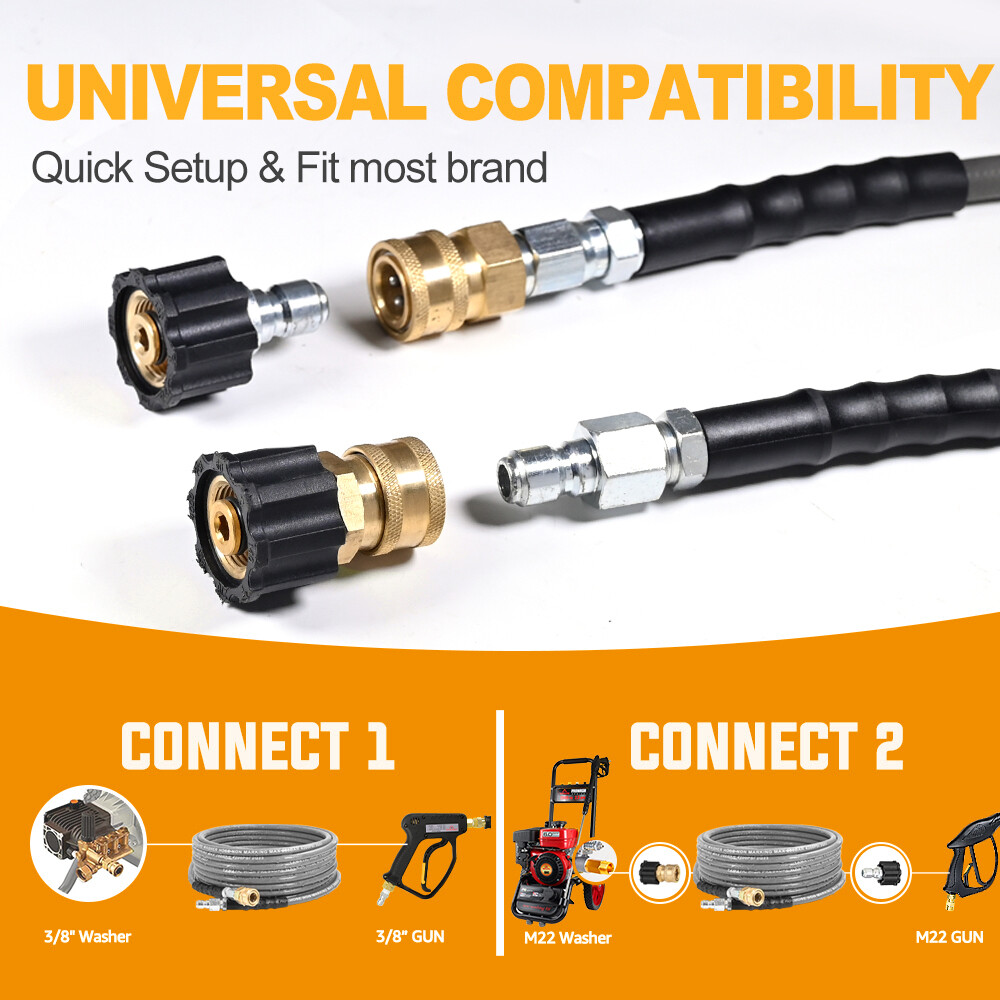 YAMATIC 1/4″ 4200 PSI Pressure Washer Hose Non Marking Rubber Wire Braided