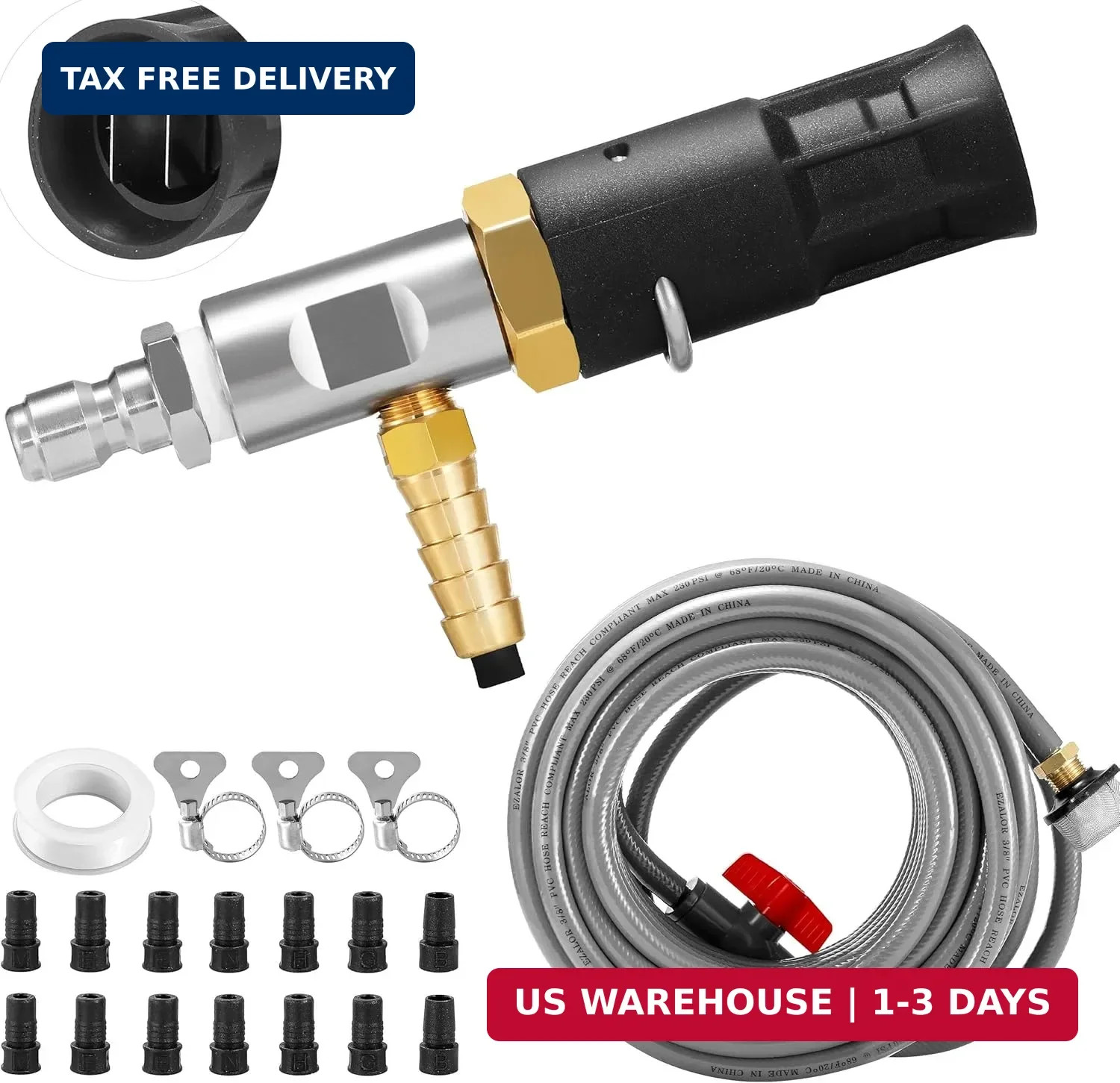 Adjustable Long-Range External Chemical Injection for Pressure Washer, Downstrea