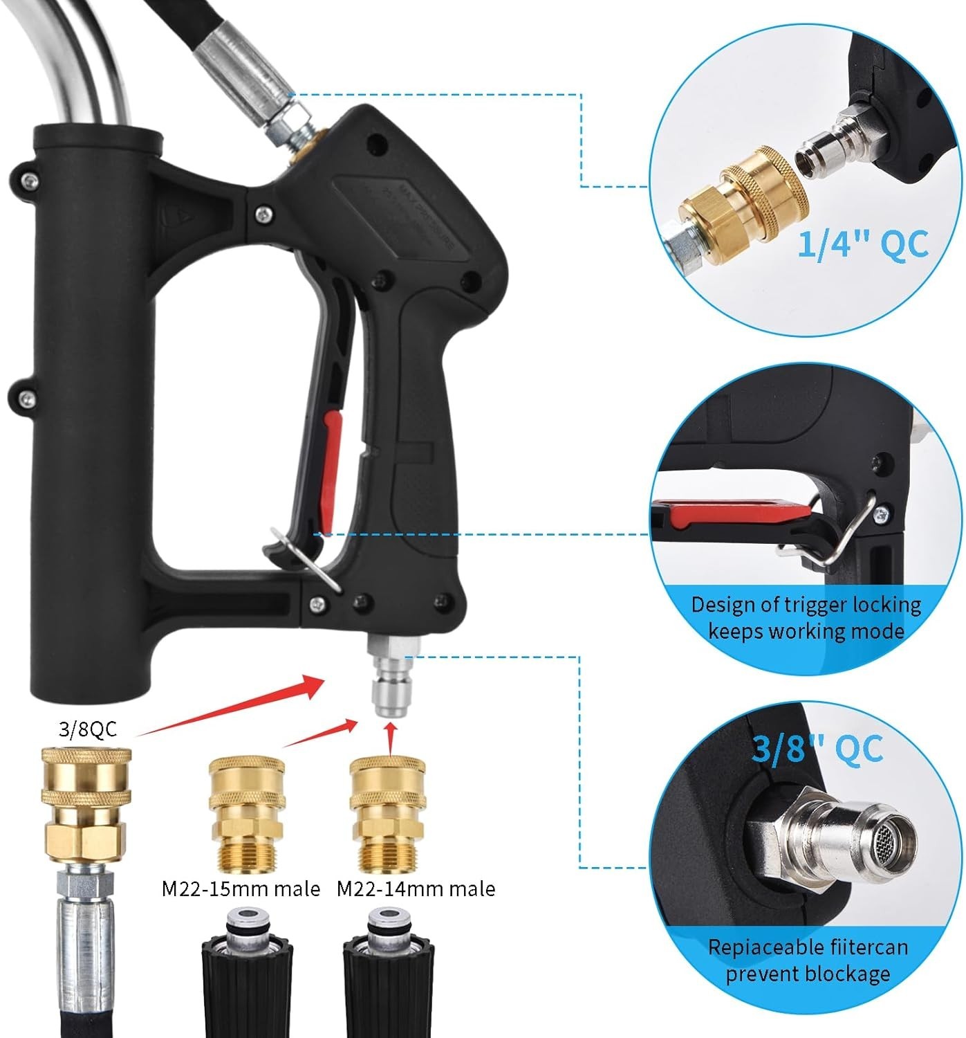 24 FT Telescoping Pressure Washer Wand Extension, Hot Water Supported Power Wash