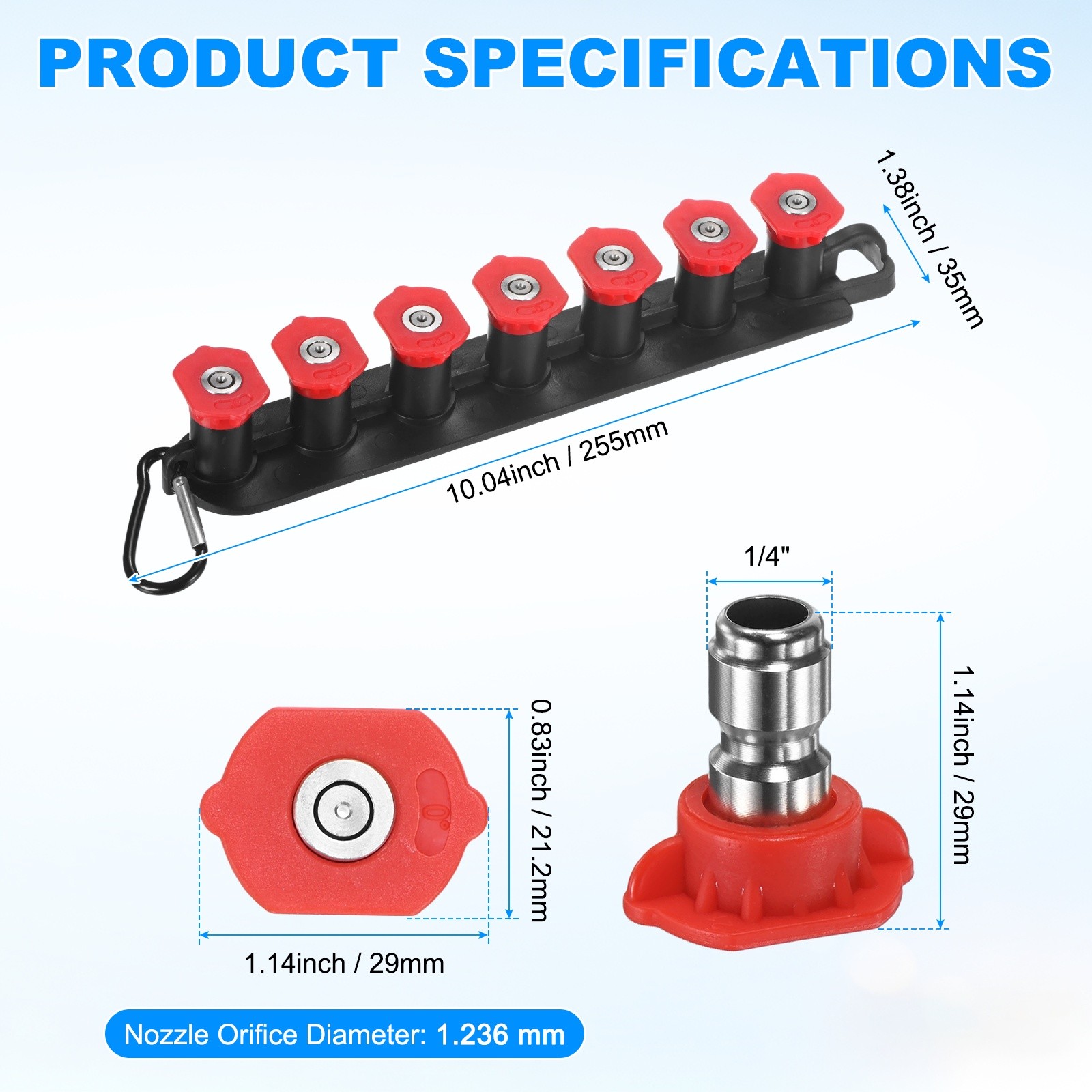 7-Pack Pressure Washer Nozzle Tips with Holder, 0 Degrees Nozzle, Orifice 4.0