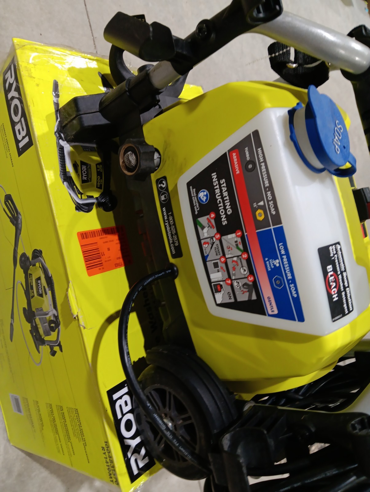 RYOBI 1900 PSI 1.2 GPM Cold Water Wheeled Corded Pressure Washer RY1419MT *READ*