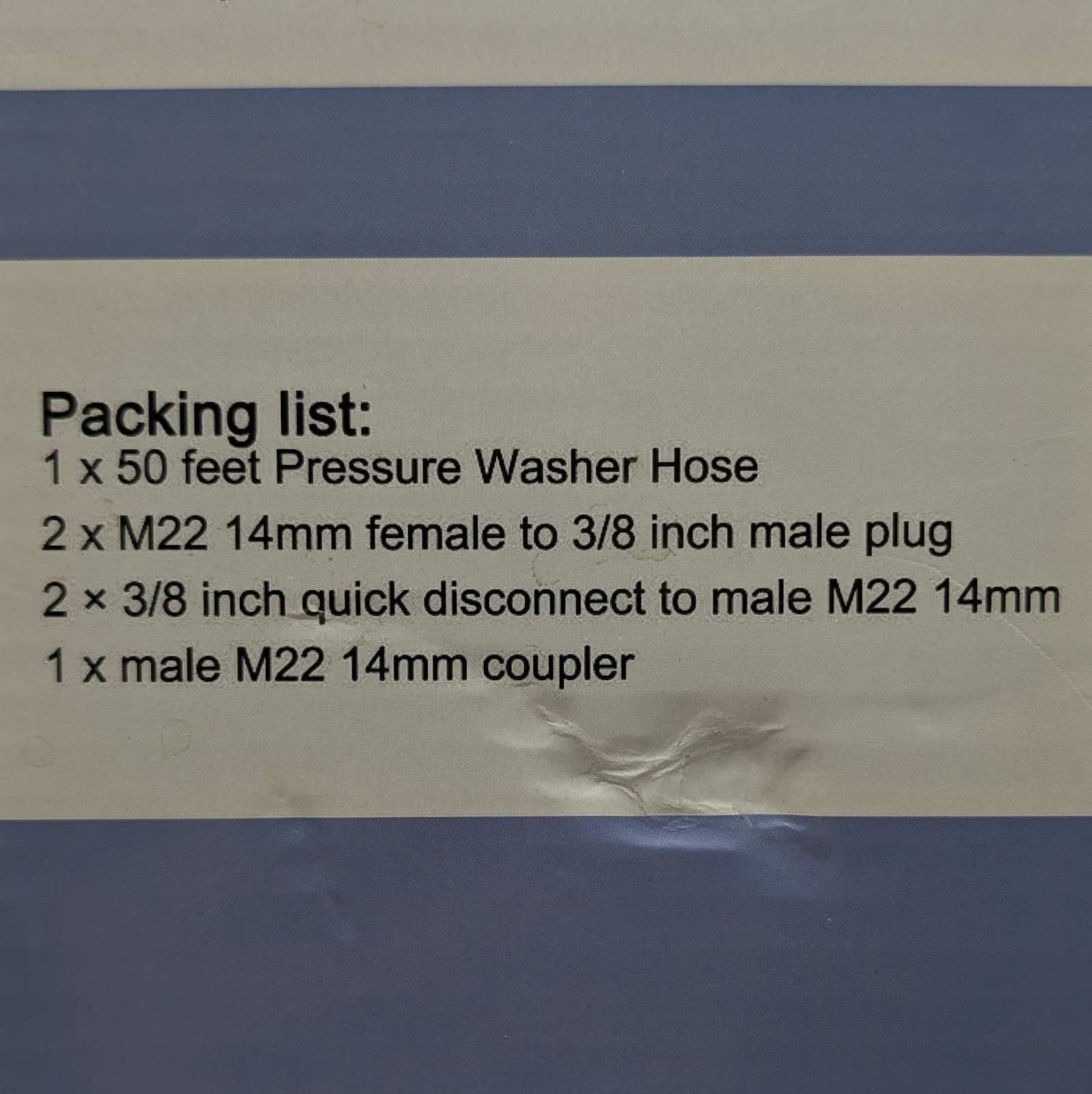 RIDGE WASHER Pressure Washer Hose 50 FT, 1/4 Inch for Most with M22 14mm Fitting