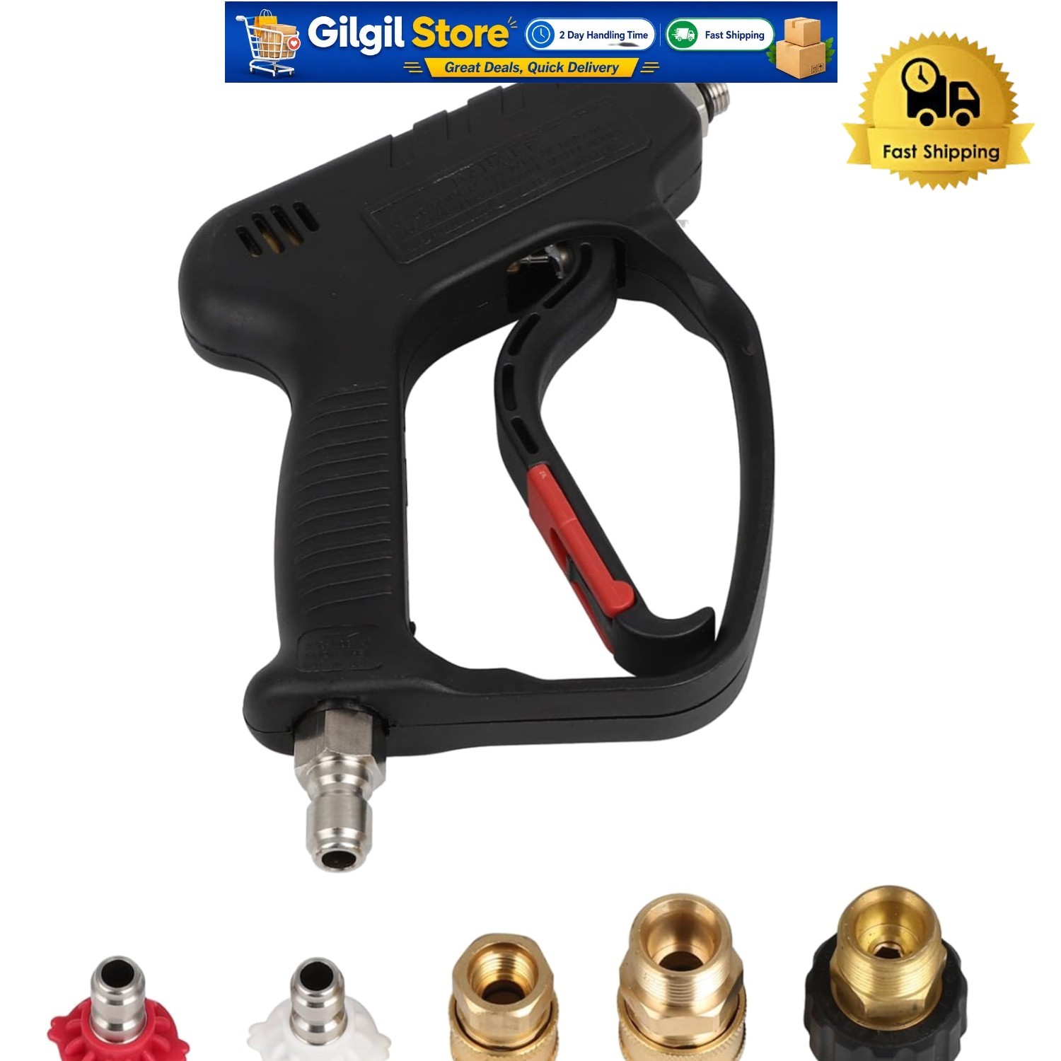 8 GPM High-Performance Pressure Washer Gun with Adapters and Soap Dispenser