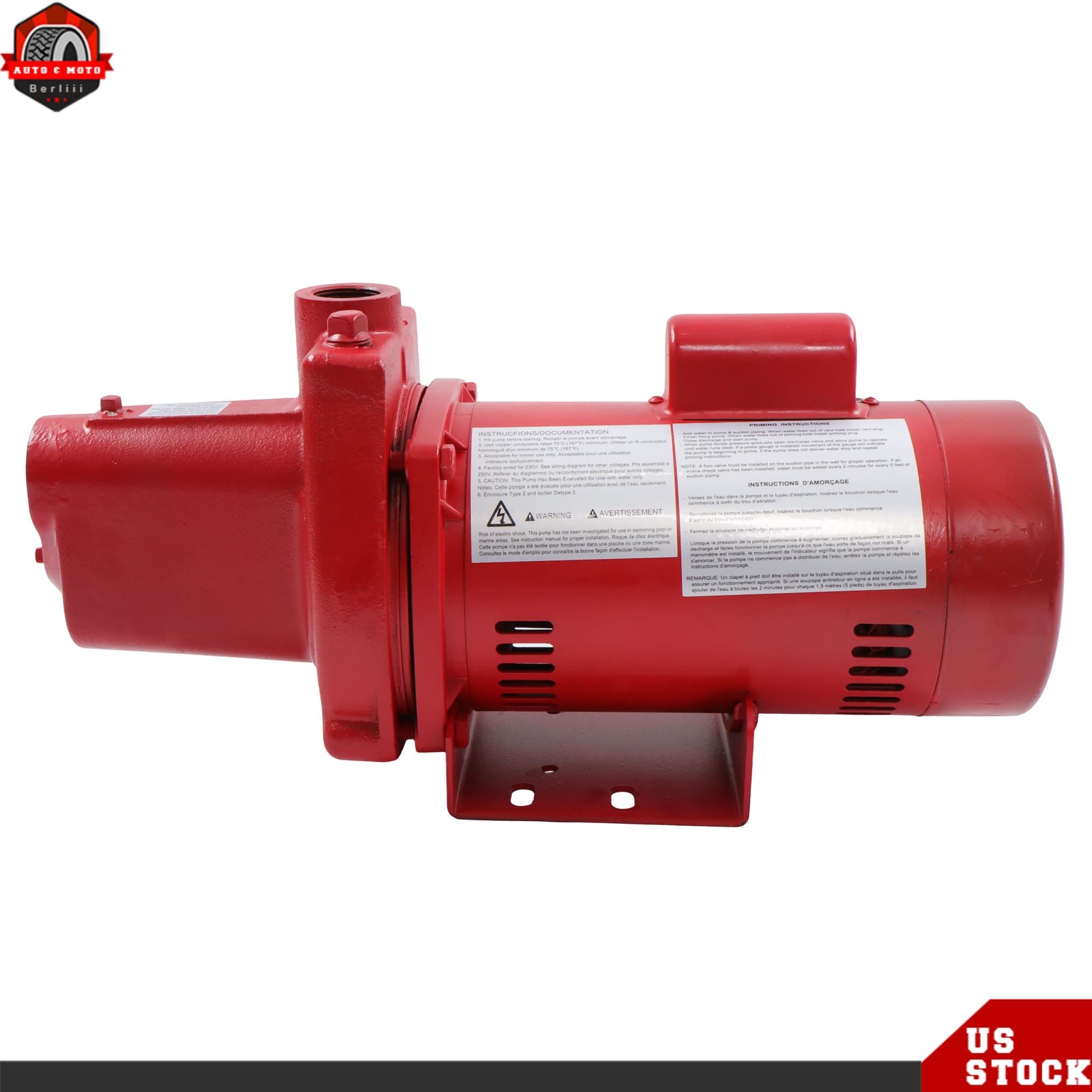 1 HP Dual Voltage 115/230 Volt 23 GPM Cast Iron Shallow Well Jet Pump Red 602208