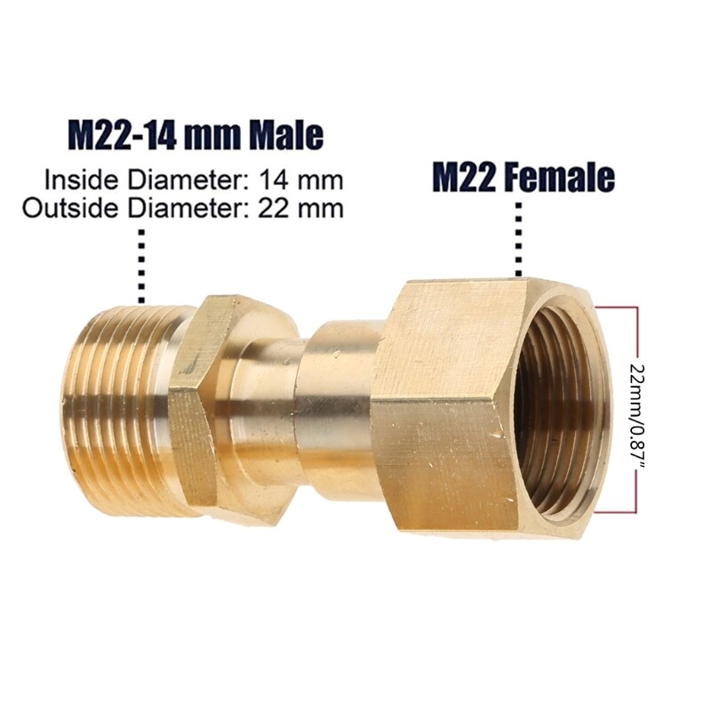 2 Pcs Pressure Washer Adapter M22 14mm Joint Connector Easy to Install