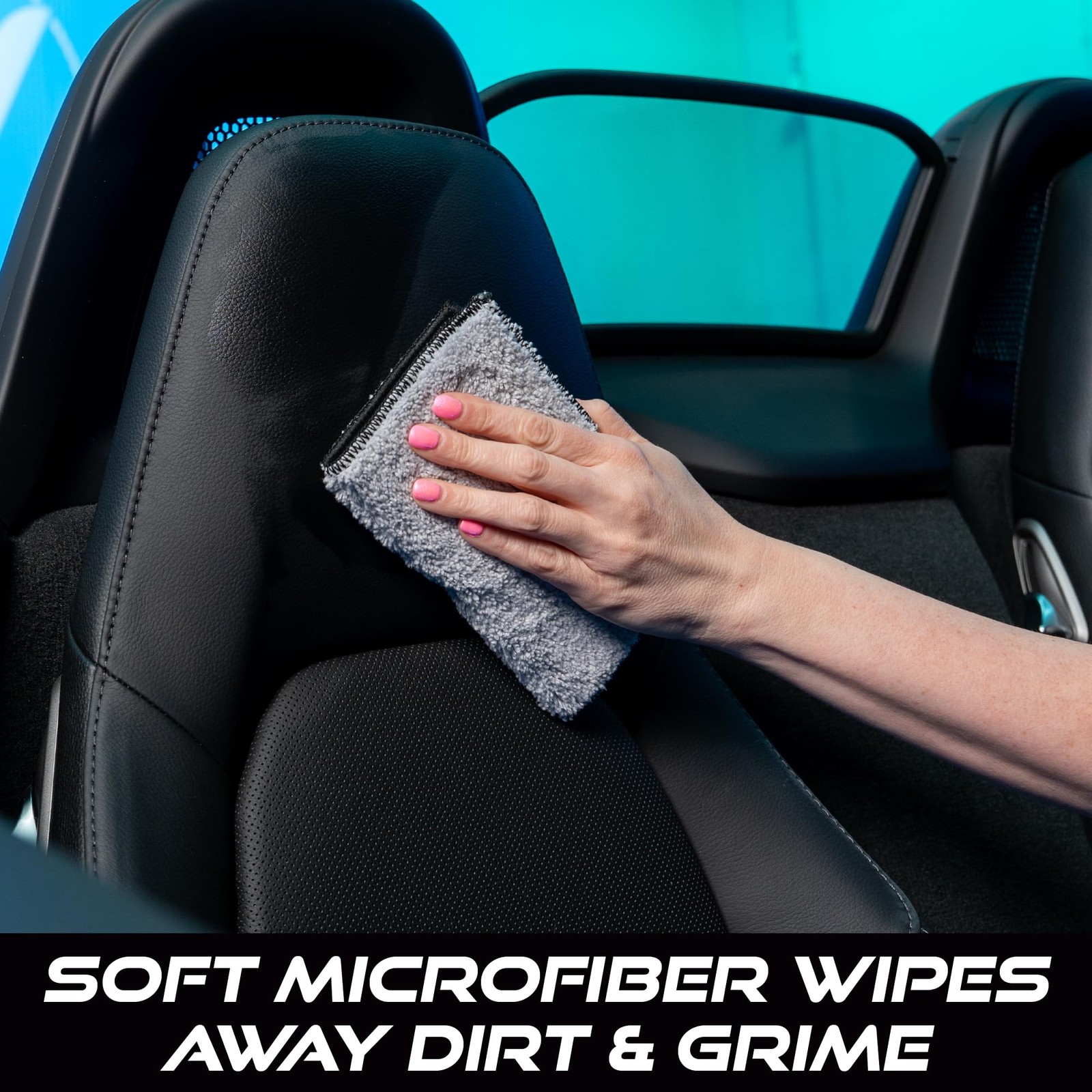 VIKING Microfiber Car Interior Cleaner Pads with 8 inches x 6.8 inches, Grey