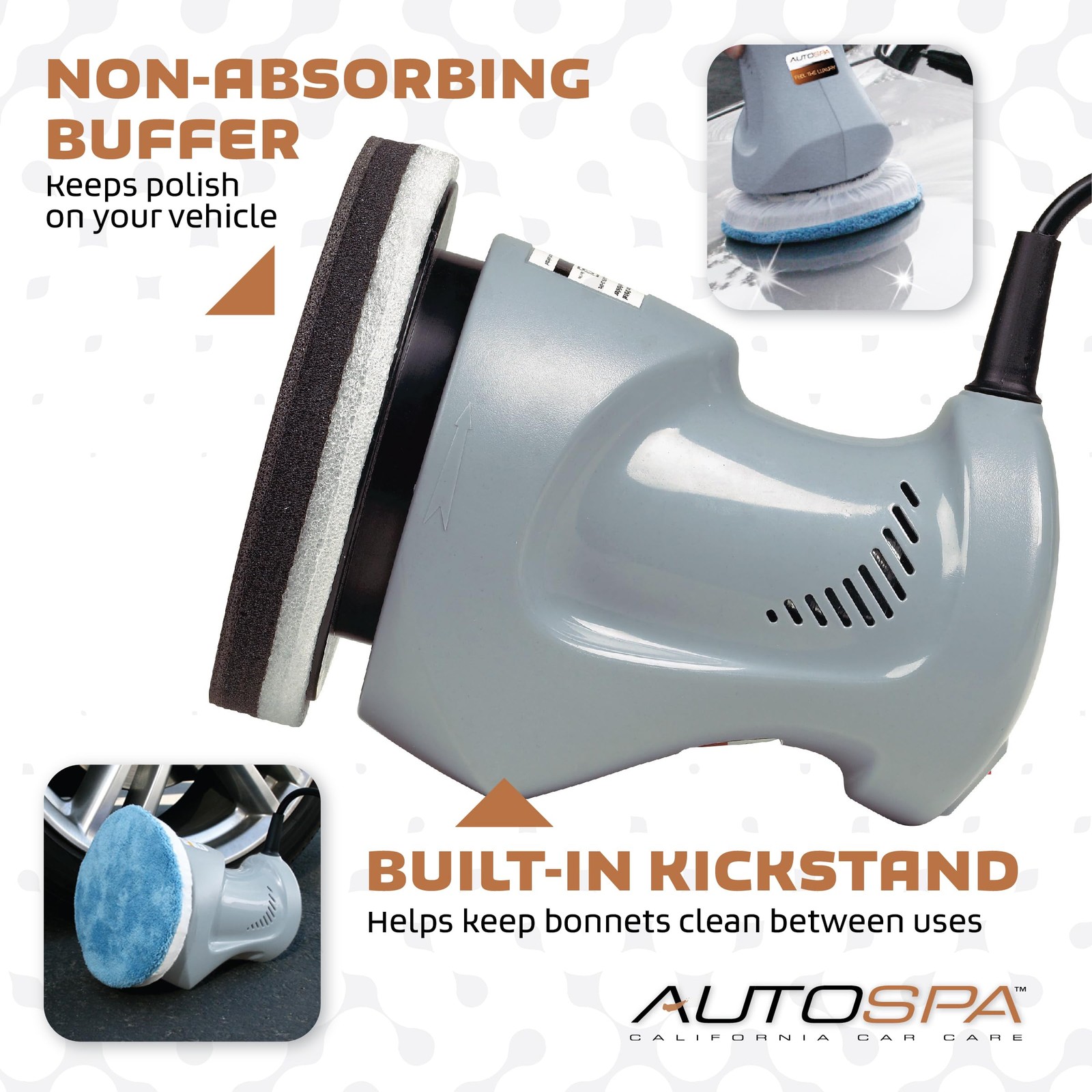 AutoSpa 94000AS Random Orbital 6″ 120V Automotive Polisher with 2 6″, Black