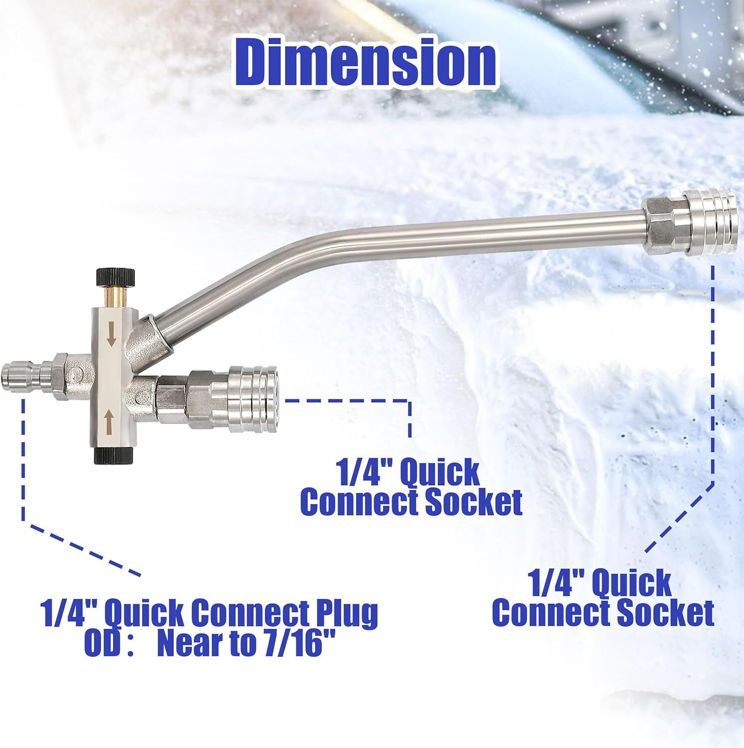 1/4” Pressure Washer Foam Cannon with Dual-Connector Double Tip Attachment USA