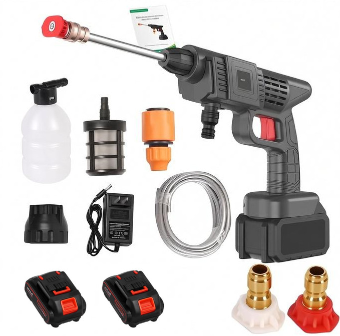 2 Battery Cordless High Pressure Washer Portable Wash Gun Electric Power Cleaner