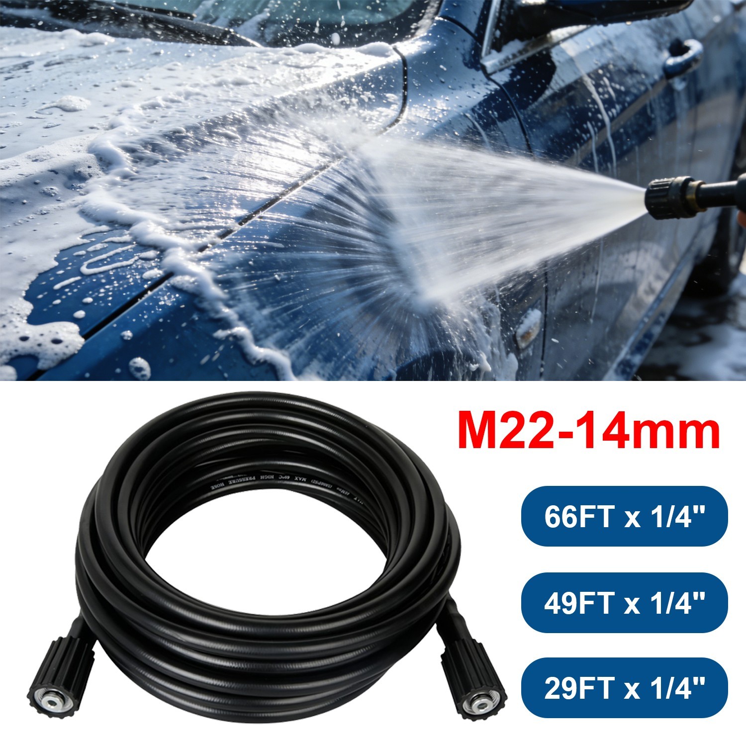 High Pressure Washer Hose M22-14mm 3200PSI / Car Washing Gun Foam Sprayer Cannon