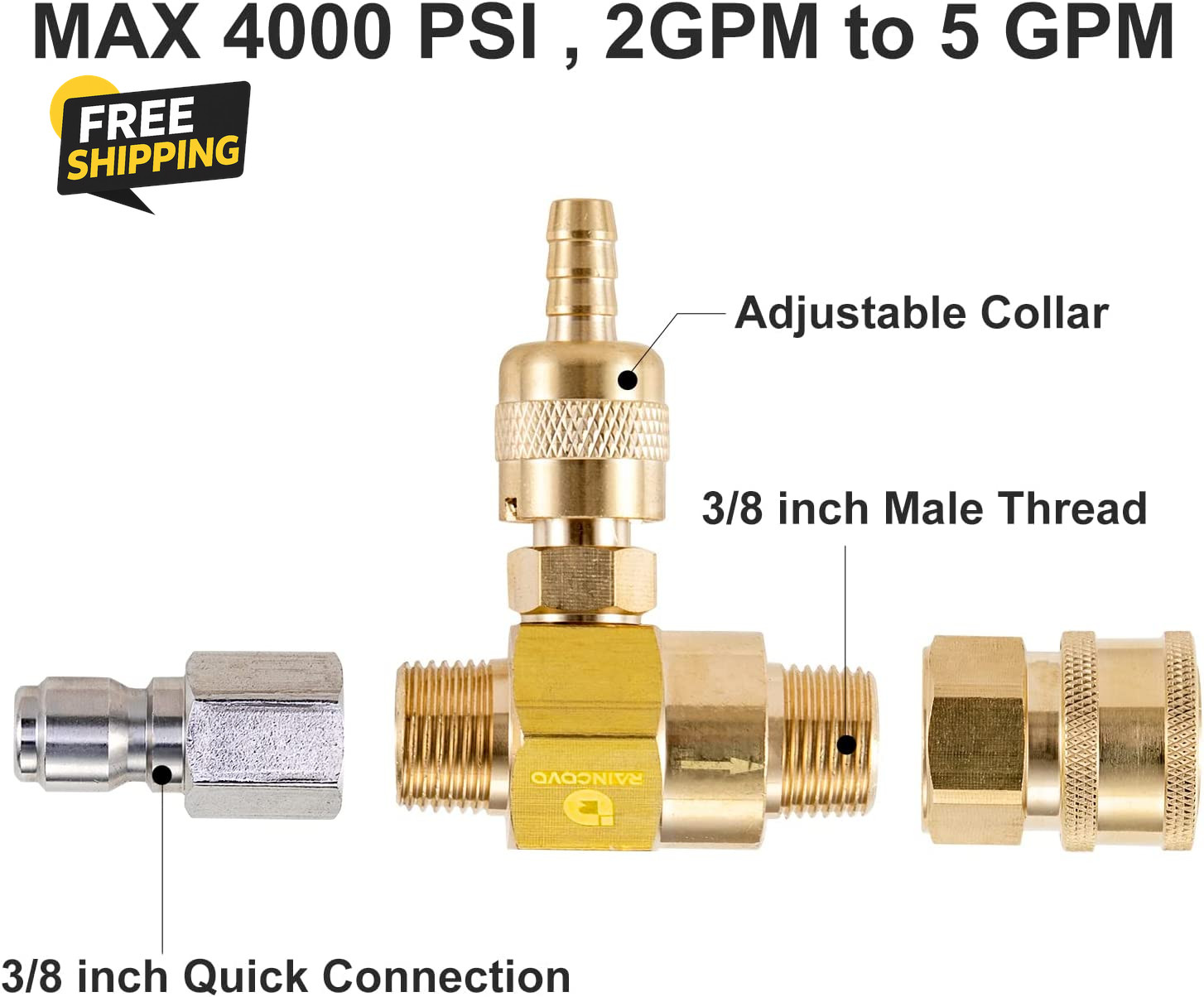 Downstream Injector for Pressure Washer, Power Washer Chemical Injector Kit