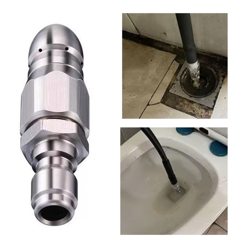 Stainless Steel 1/4inch Quick Connecting Sewer Jetter Nozzle Easy to Install