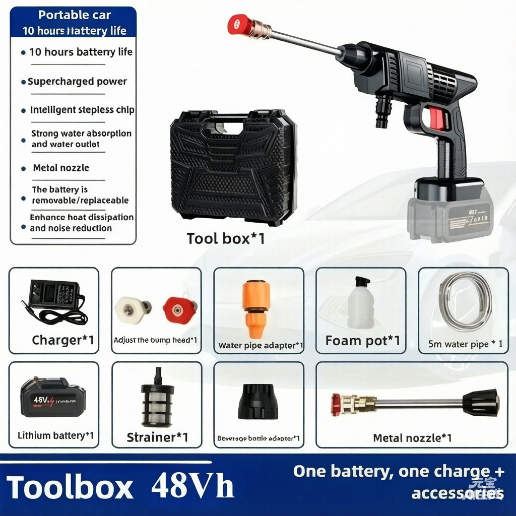 Wireless High Pressure Car Washer Portable Car Wash Cleaner Machine Water Gun