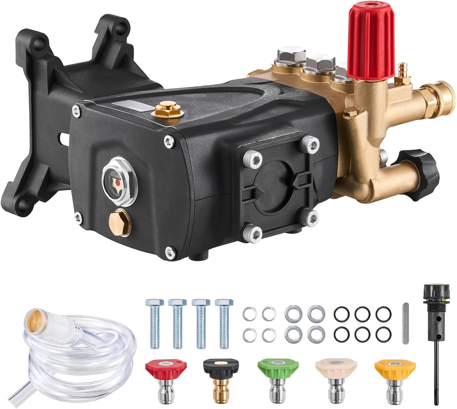 High-Pressure Washer Pump 4000 PSI, 4.0 GPM, 1″ Shaft, 5 Nozzles Included