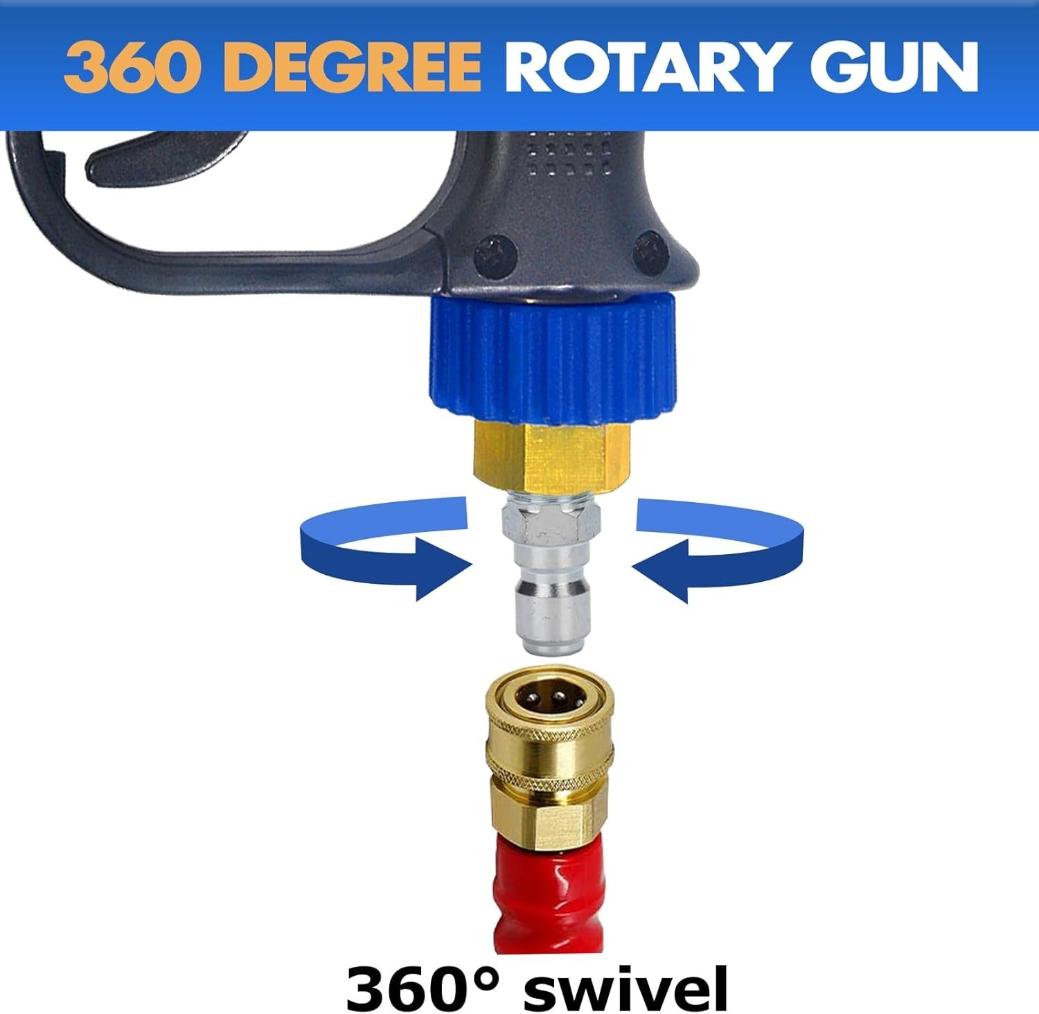 TOOLCY 4000 PSI Short Pressure Washer Gun with Swivel, 5 Spray Nozzle Tips