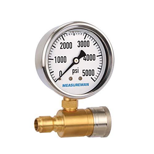 21/2″ Pressure Washer Pressure Gauge Kit 3/8 Inch Quick Connect 05000 Psi Glycer