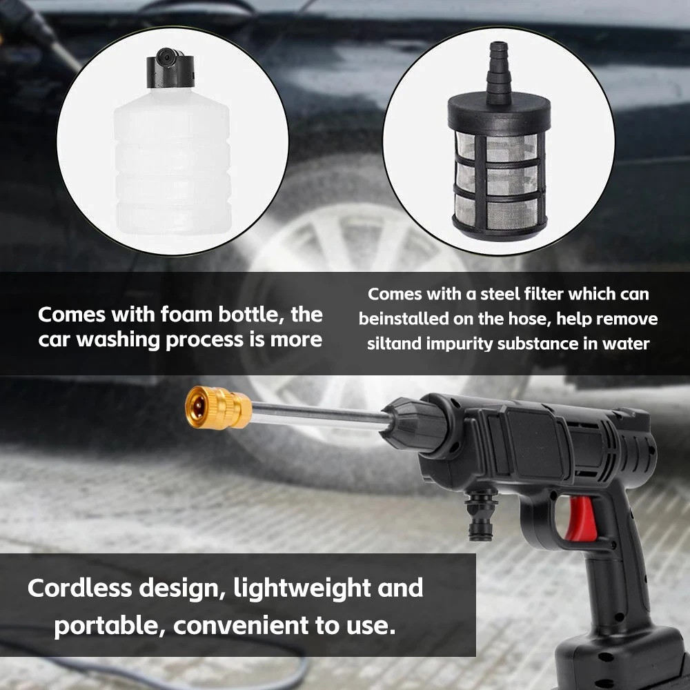2 Battery Cordless Portable Car High Pressure Washer Jet Water Wash Cleaner Gun