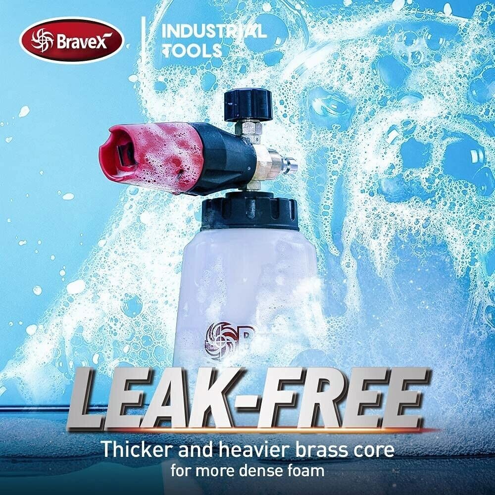 1/4″ Snow Foam Pressure Washer Gun Car Wash Soap Lance Cannon Spray Jet Bottle
