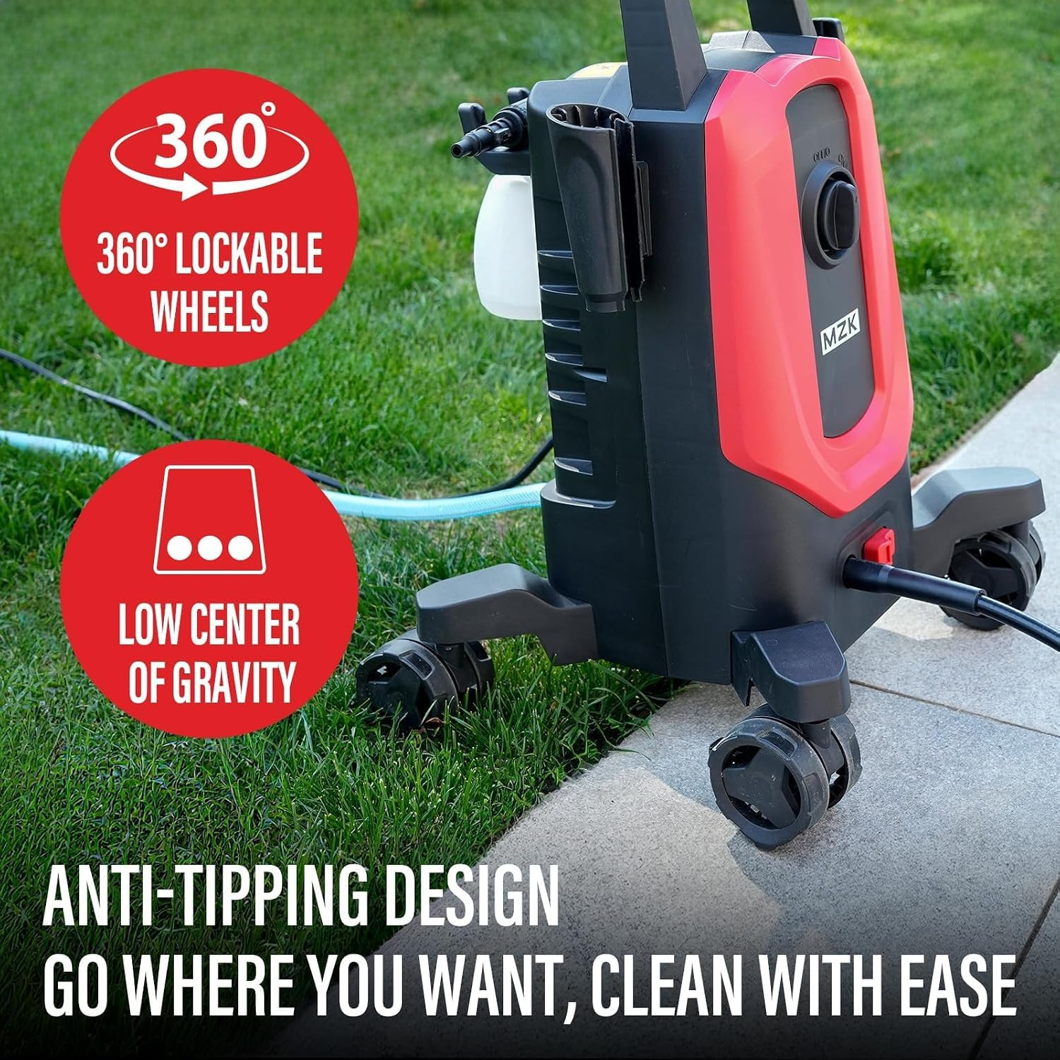 4800PSI Pressure Washer with 4 Quick-Connect Nozzles, Foam Cannon for Easy Repla