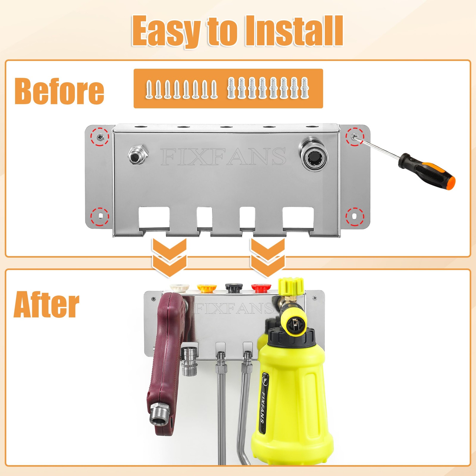 Pressure Washer Foam Cannon Holder, Wall Mounted