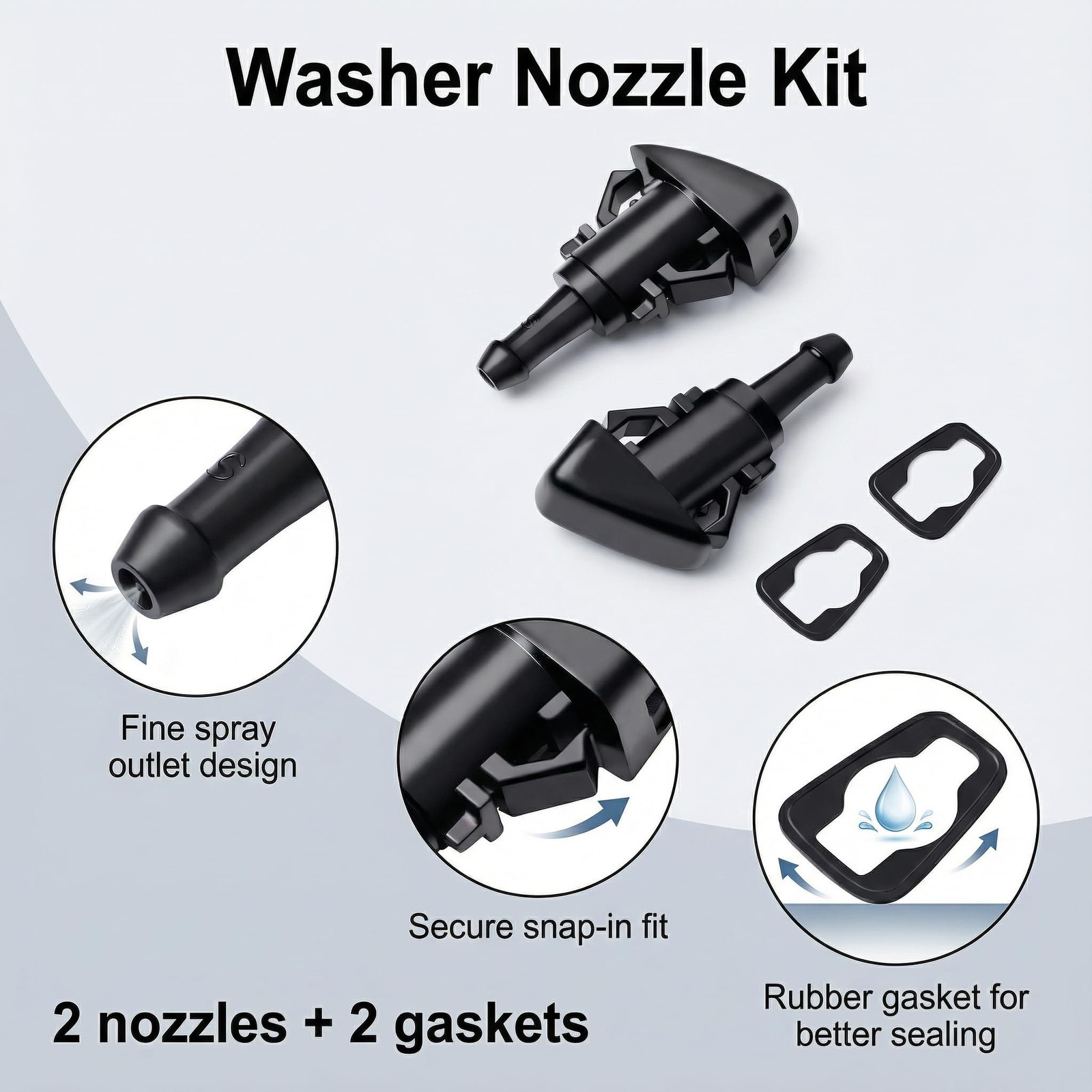 2-Pack Windshield Washer Nozzles Kit for Dodge Charger 2006-2010, Journey 200…