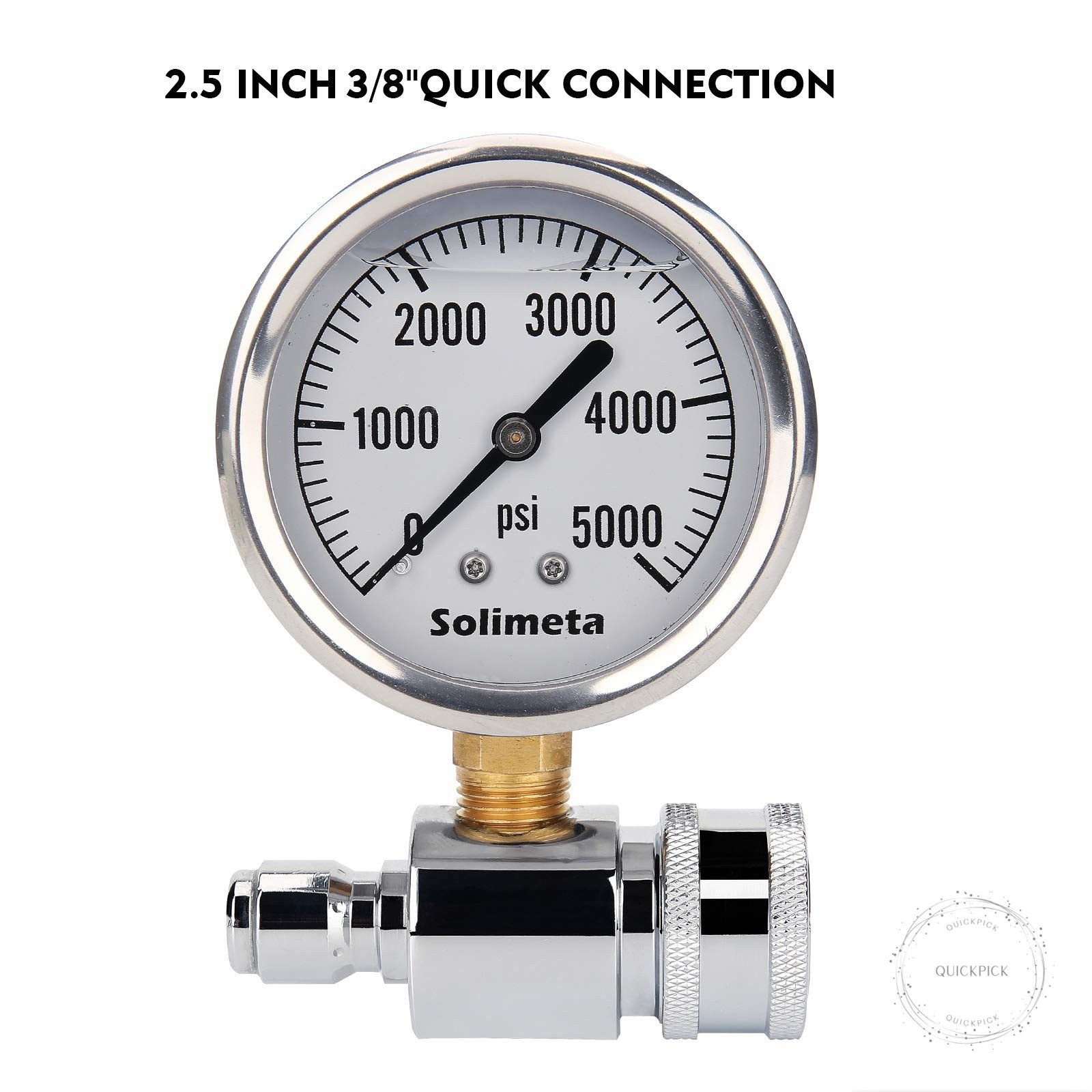 2-1/2″ Pressure Washer Pressure Gauge Kit, 3/8 Inch Quick Connect, 5000 psi Pres