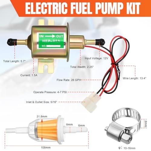 2 Pcs Electric Fuel Pump Kit 12v Universal Low Pressure 4-7 Psi Gas Gold