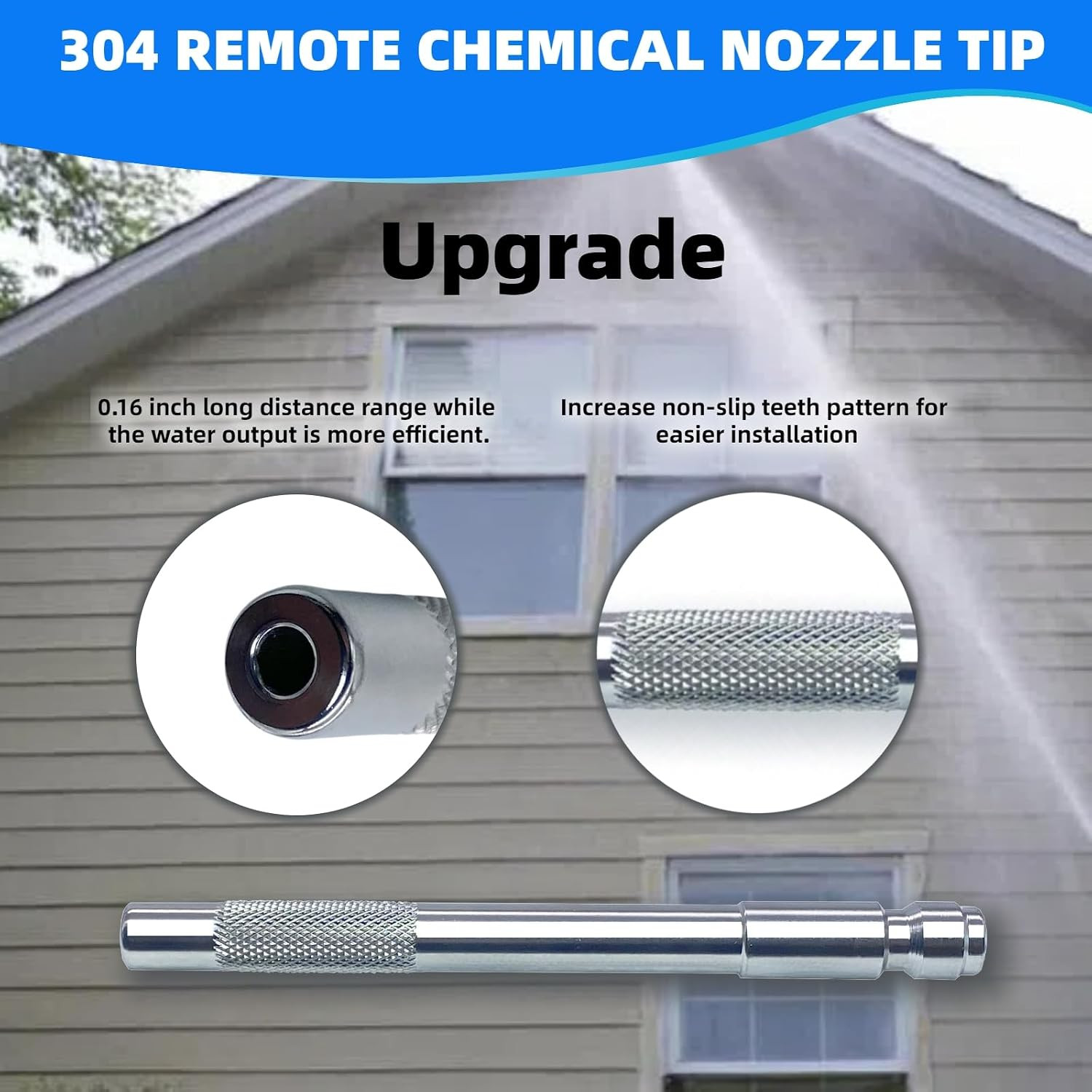 304 Stainless Steel Pressure Washer Long Range Chemical Nozzle 1Pack | for Shoot