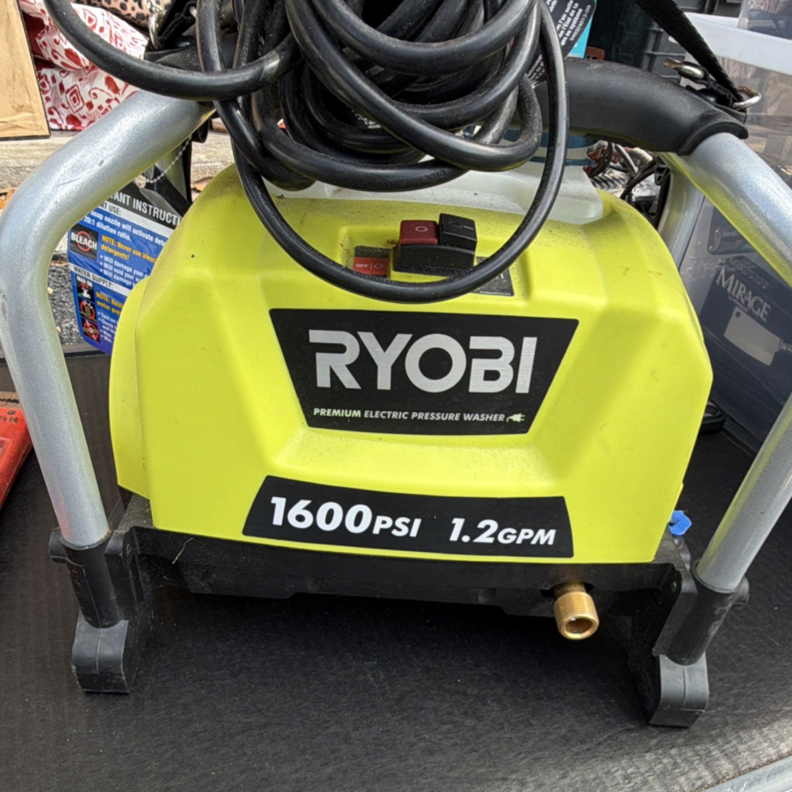 Ryobi RY141600 Electric Pressure Washer 1600 PSI Soap Tank Turbo Nozzle Hose