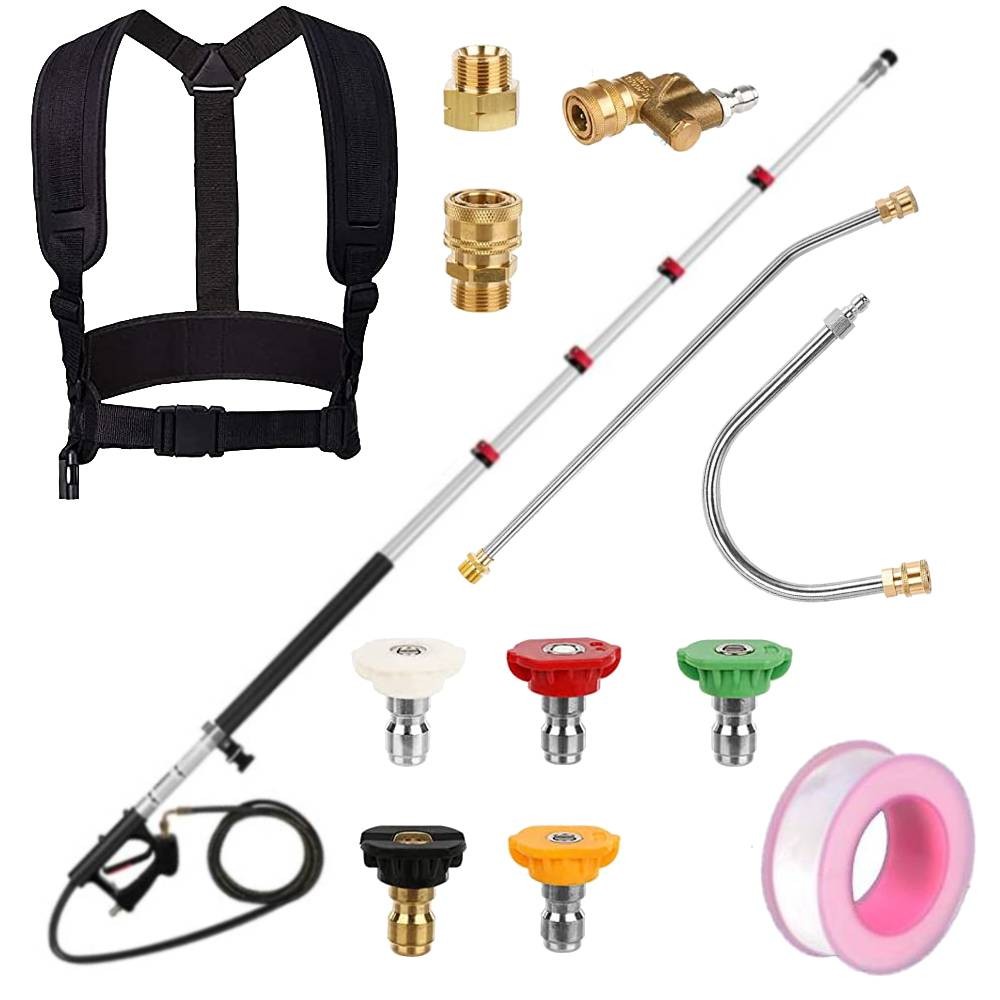 24 FT Pressure Washer Telescoping Wand with 5 Spray Nozzle and 2 Extension Wand
