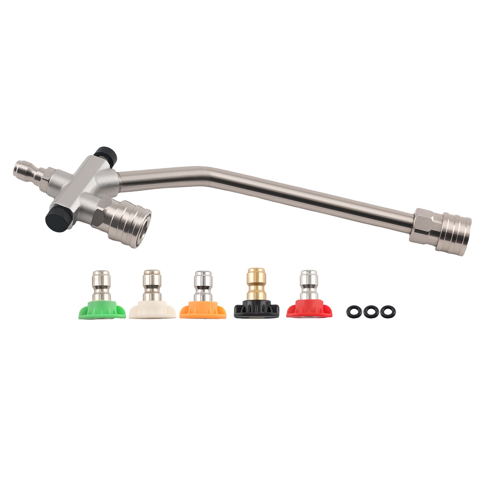 Dual-use Foam Spray Bar Dual Connect Double Tip + 5 Nozzles 4000 PSI Stainless