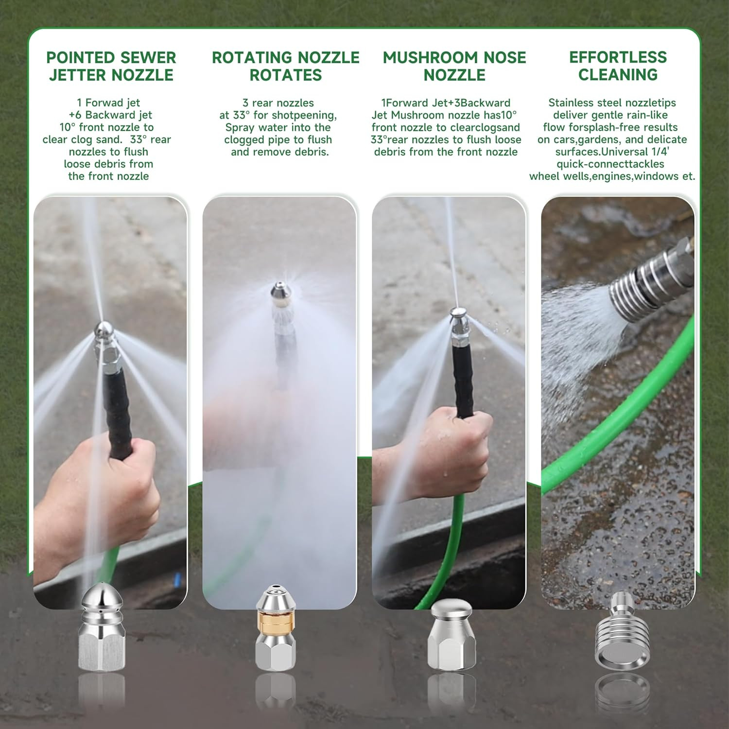 150FT Sewer Jetter Kit for Pressure Washer – 5800PSI Drain Cleaner