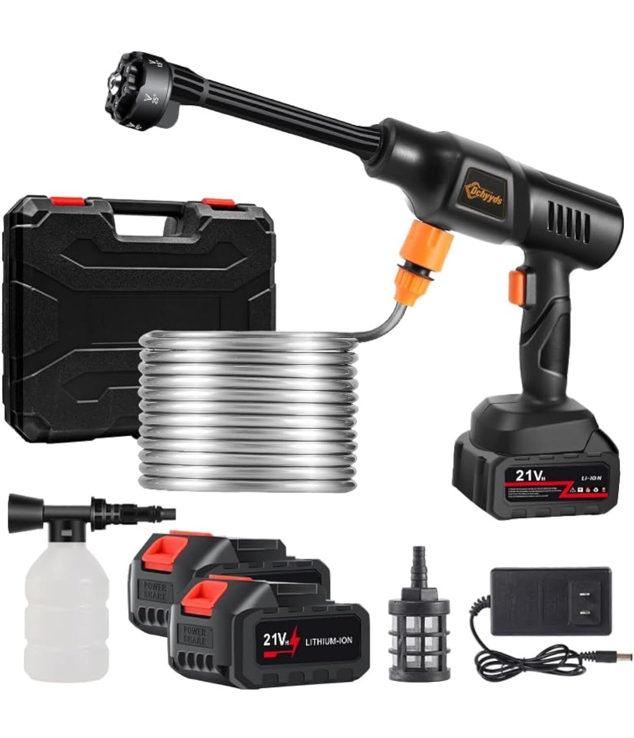 Portable Cordless Pressure Washer, 2 Rechargeable 4.0Ah Batteries 6 In 1