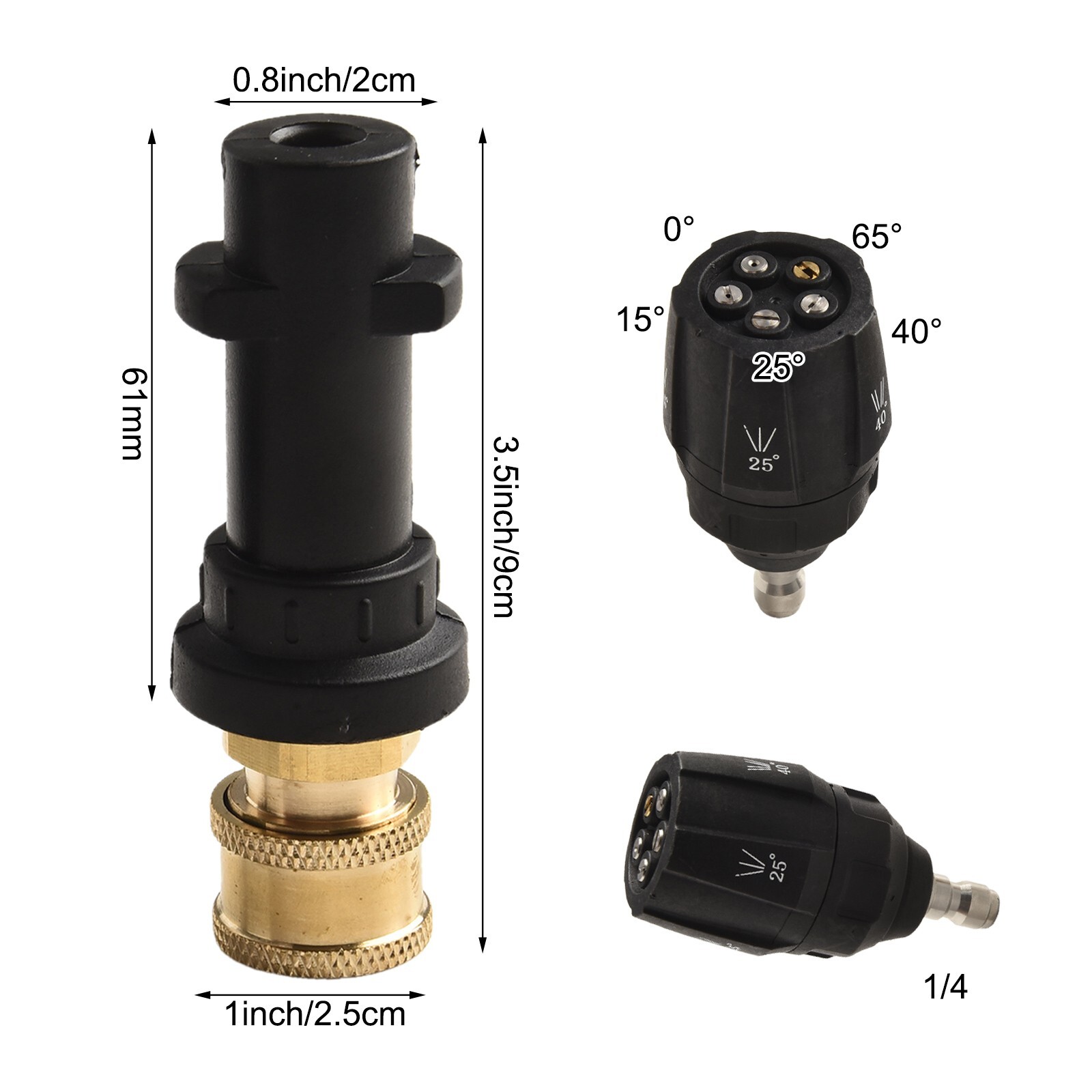 5-in-1 Adjustable Pressure Washer Nozzle 1/4″ Quick Connector For Karcher K2-K7