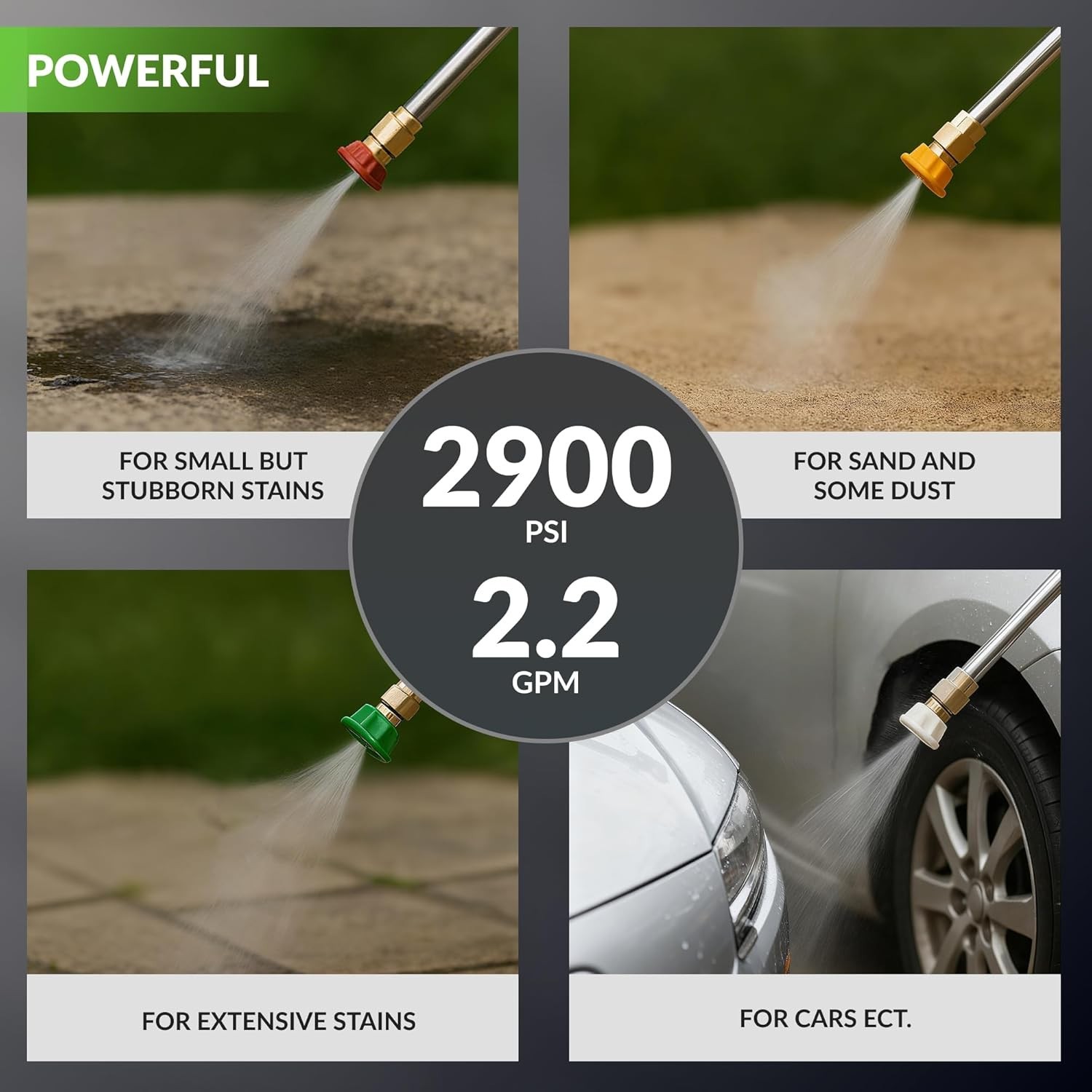 Wall Mount Retractable Electric Pressure Washer 2900 PSI 2.2 GPM Auto Rewind