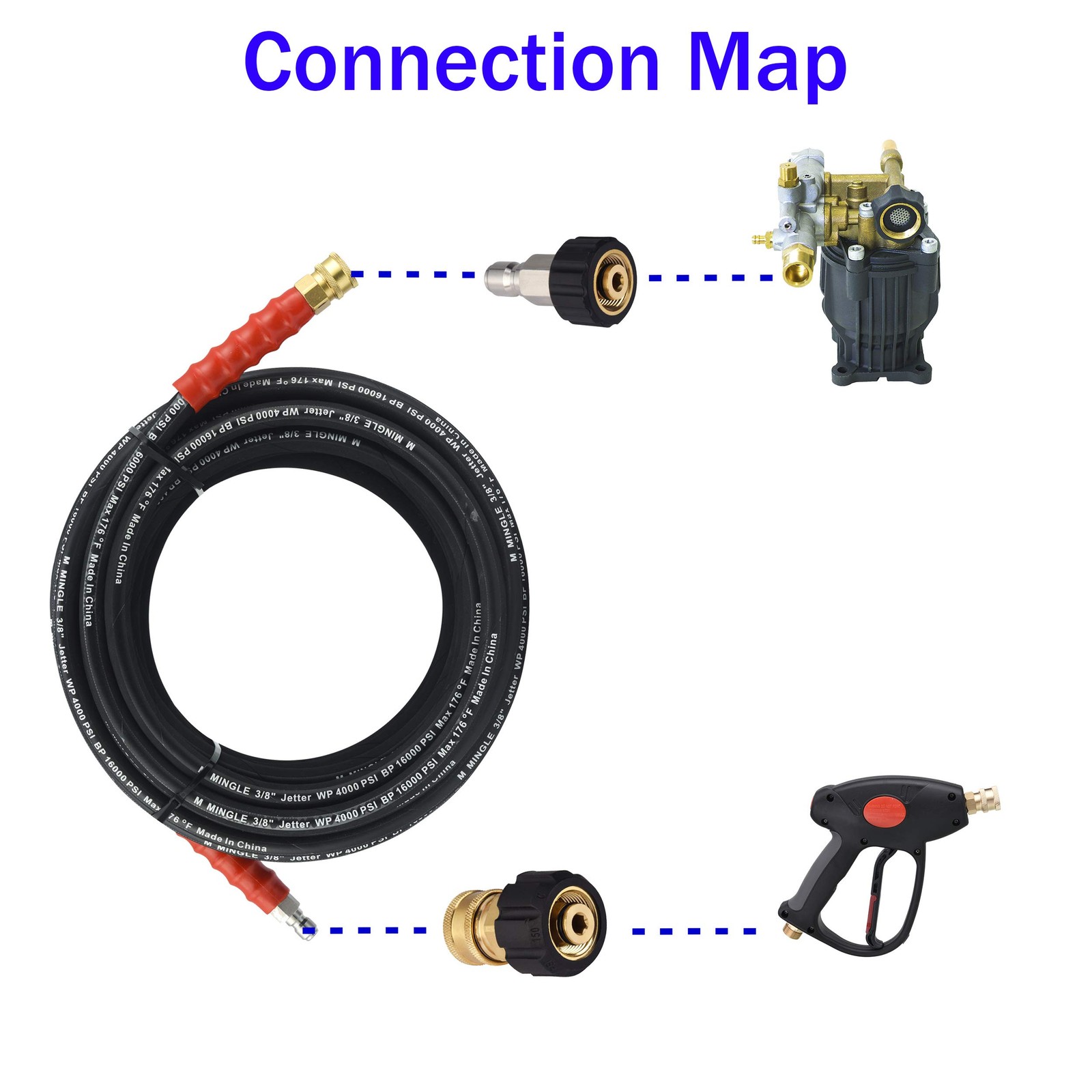 M Mingle Pressure Washer Hose Adapter Set, M22 To 3/8 Quick Connect Fo