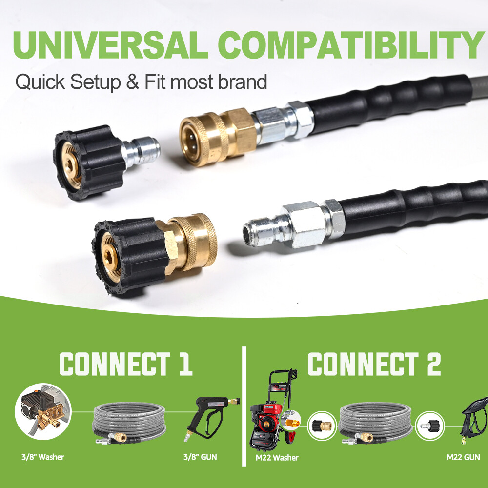YAMATIC 4200 PSI 1/4″ Power Washer Hose for Hot Water 3/8″ Quick Connector