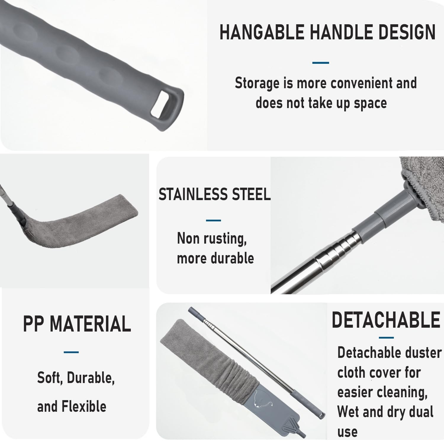 100″ Retractable Gap Dust Cleaner Cleaning Tools, Under 100 inches, Gray