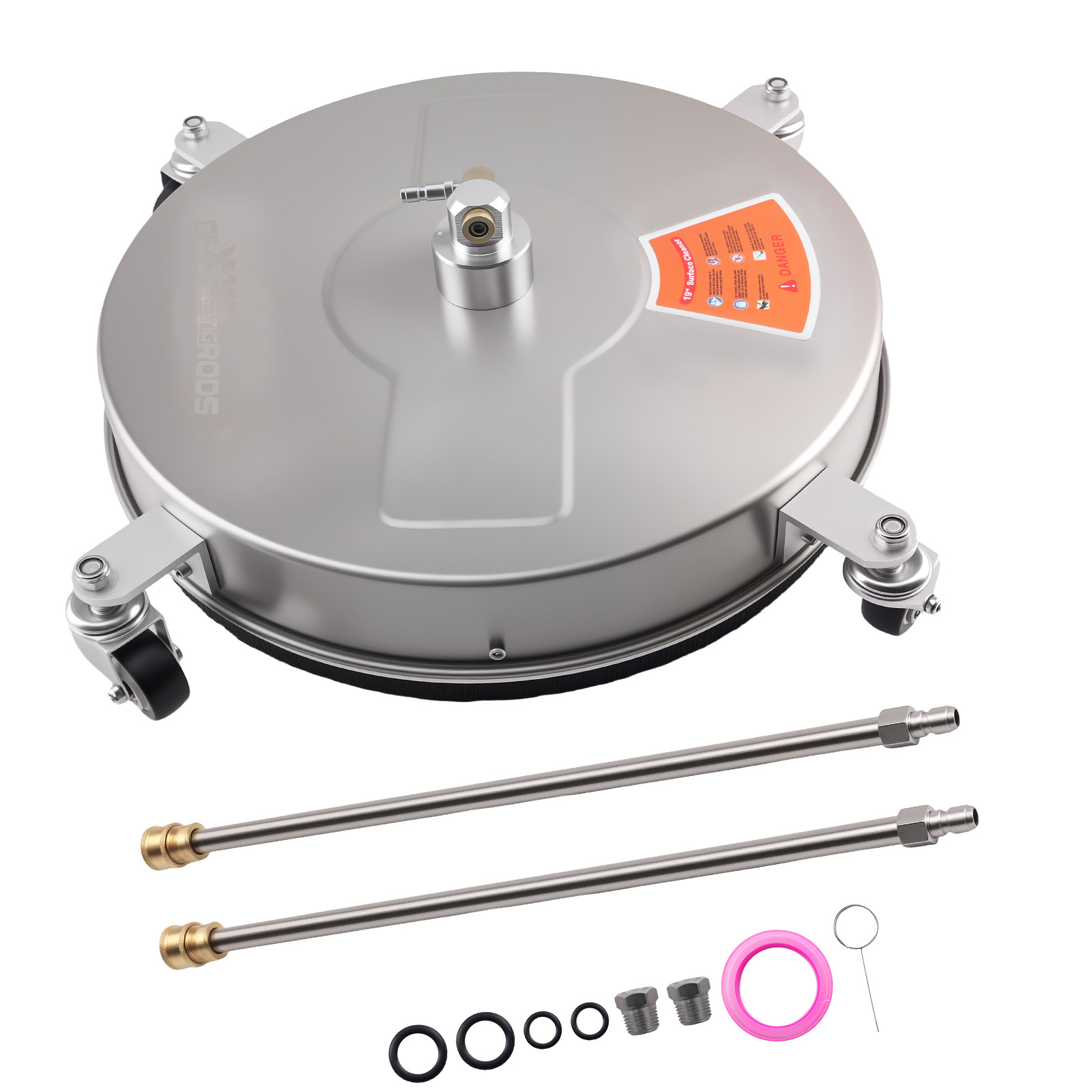 19 Inch Pressure Washer Surface Cleaner 4200 PSI Stainless 1/4″ Plug Wheels