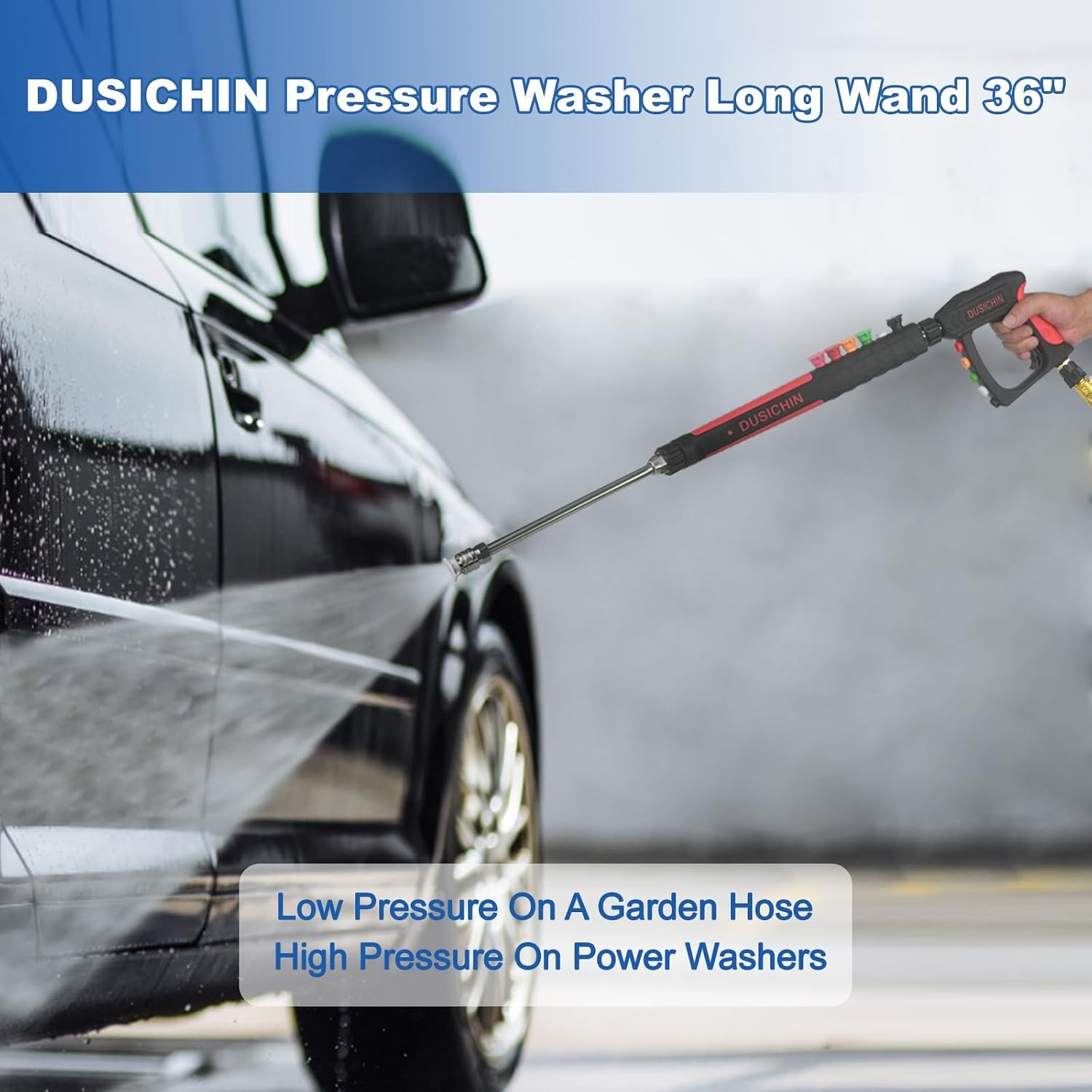 3000 PSI Pressure Washer Gun Long Wand 36 Inch 6 Nozzles M22 Fitting