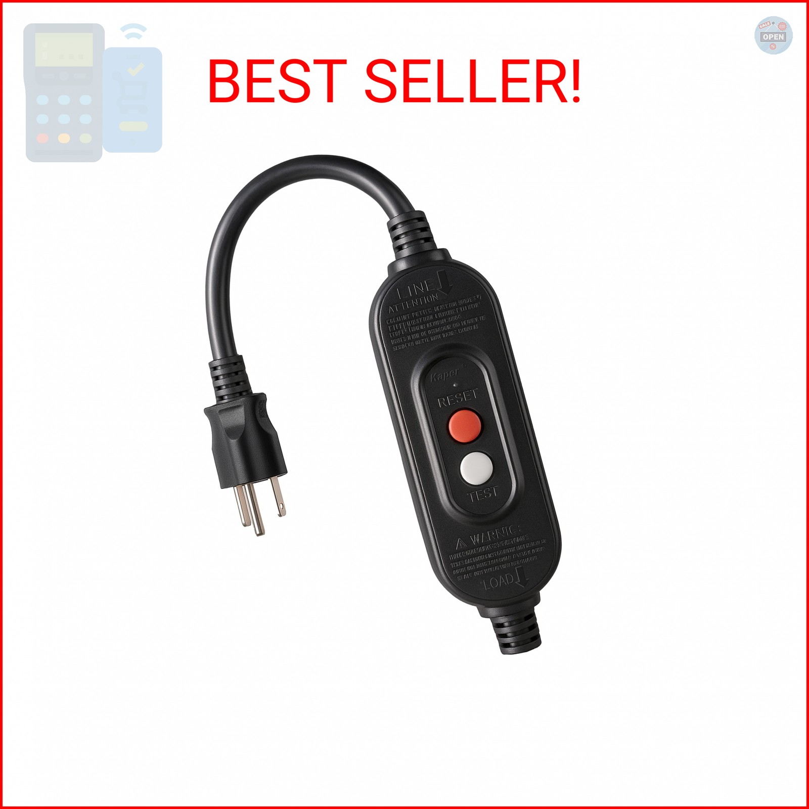Kaper Auto-Reset GFCI Replacement Plug, Auto-Monitoring Inline GFCI Extension Co
