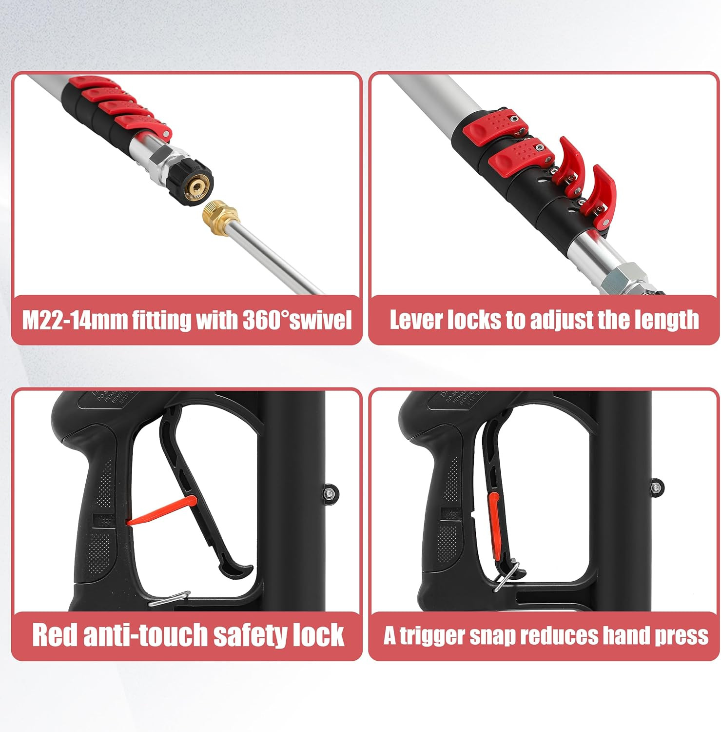 24 FT Telescoping Pressure Washer Wand, Telescopic Extension Wands | 4000 PSI, 7