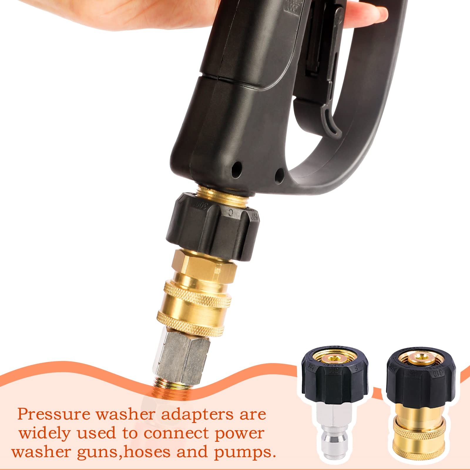 Pressure Washer Adapter Set, M22 14mm to 3/8 inch Quick Connect and Disconnec…